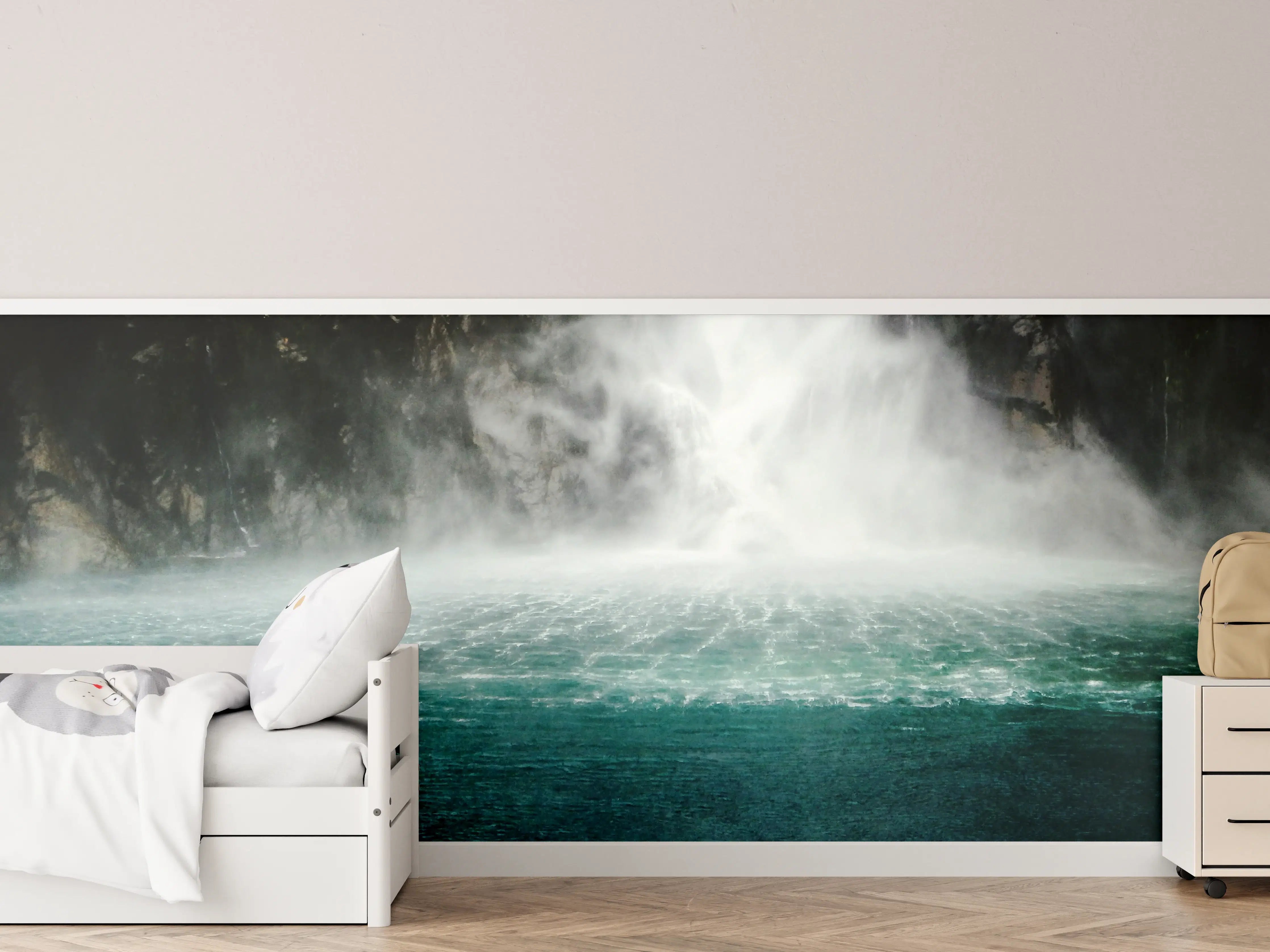 Kinderzimmer Wandgestaltung - Wildwasserfall mit Spritznebel