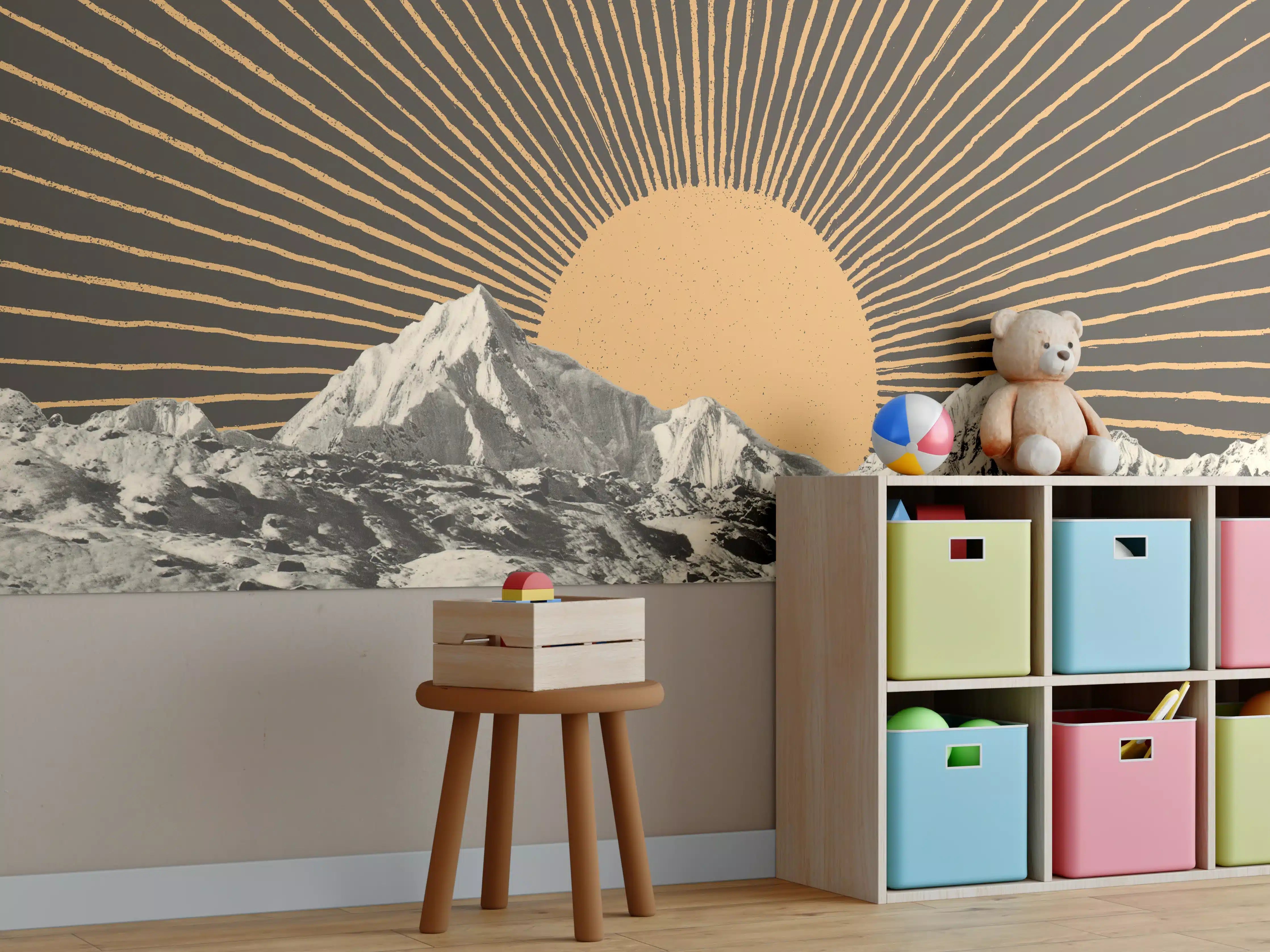 Kinderzimmer Wandgestaltung - Winterberg Sonnenaufgang Kunst