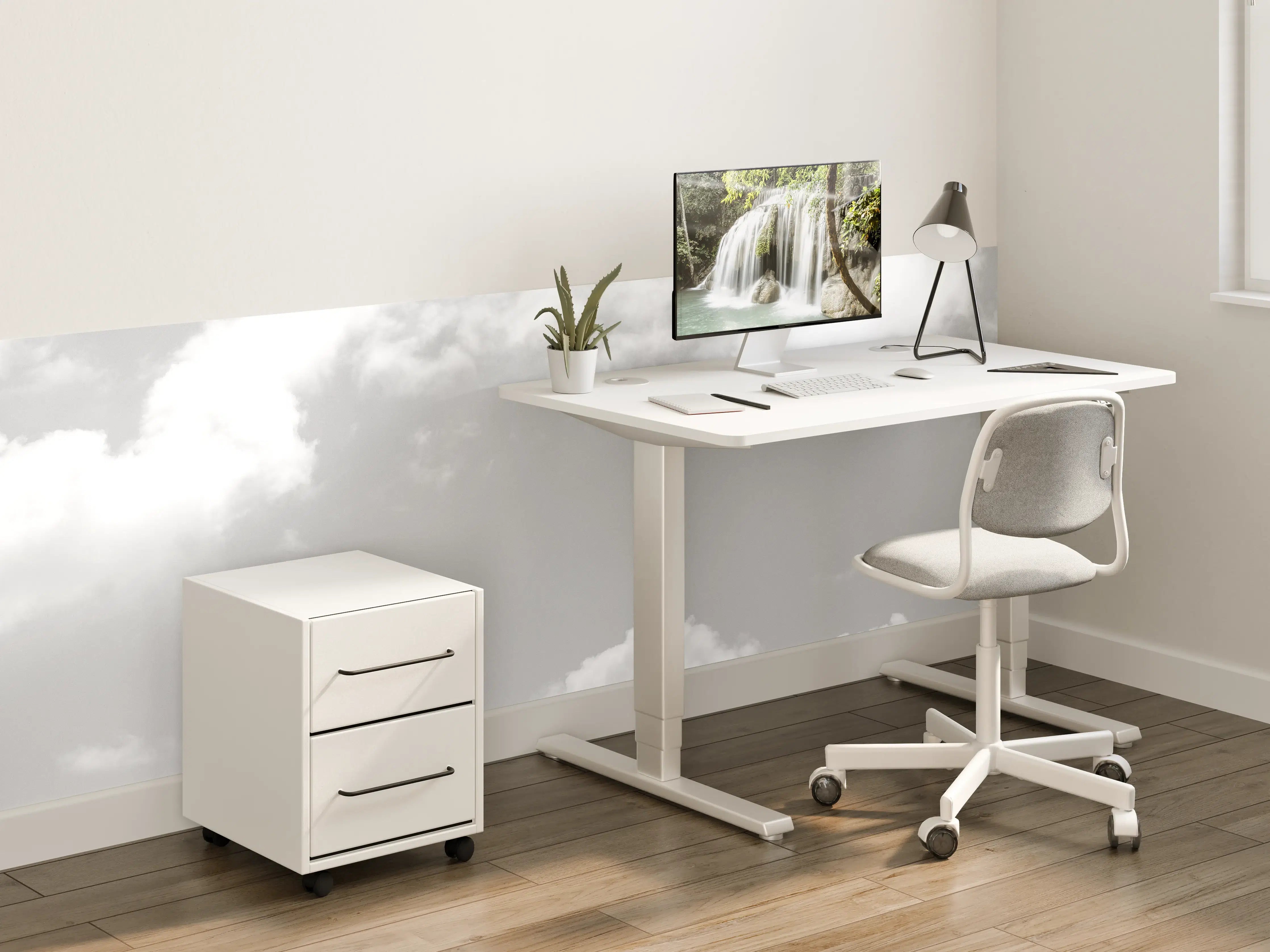 Kinderzimmer Wandgestaltung - Wolken im Himmel in Schwarz-Weiß