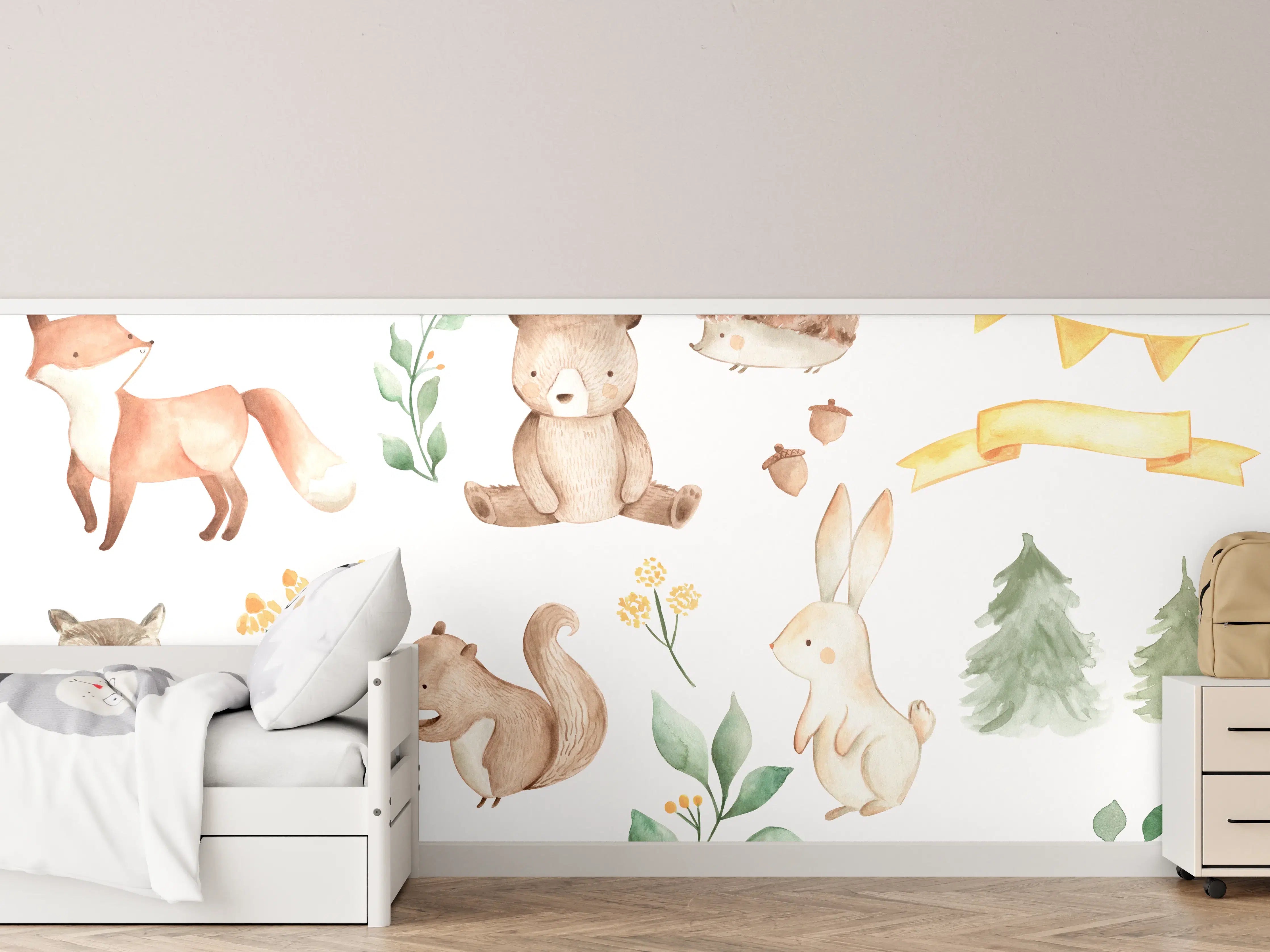 Kinderzimmer Wandgestaltung - Woodland Tiere - Aquarell