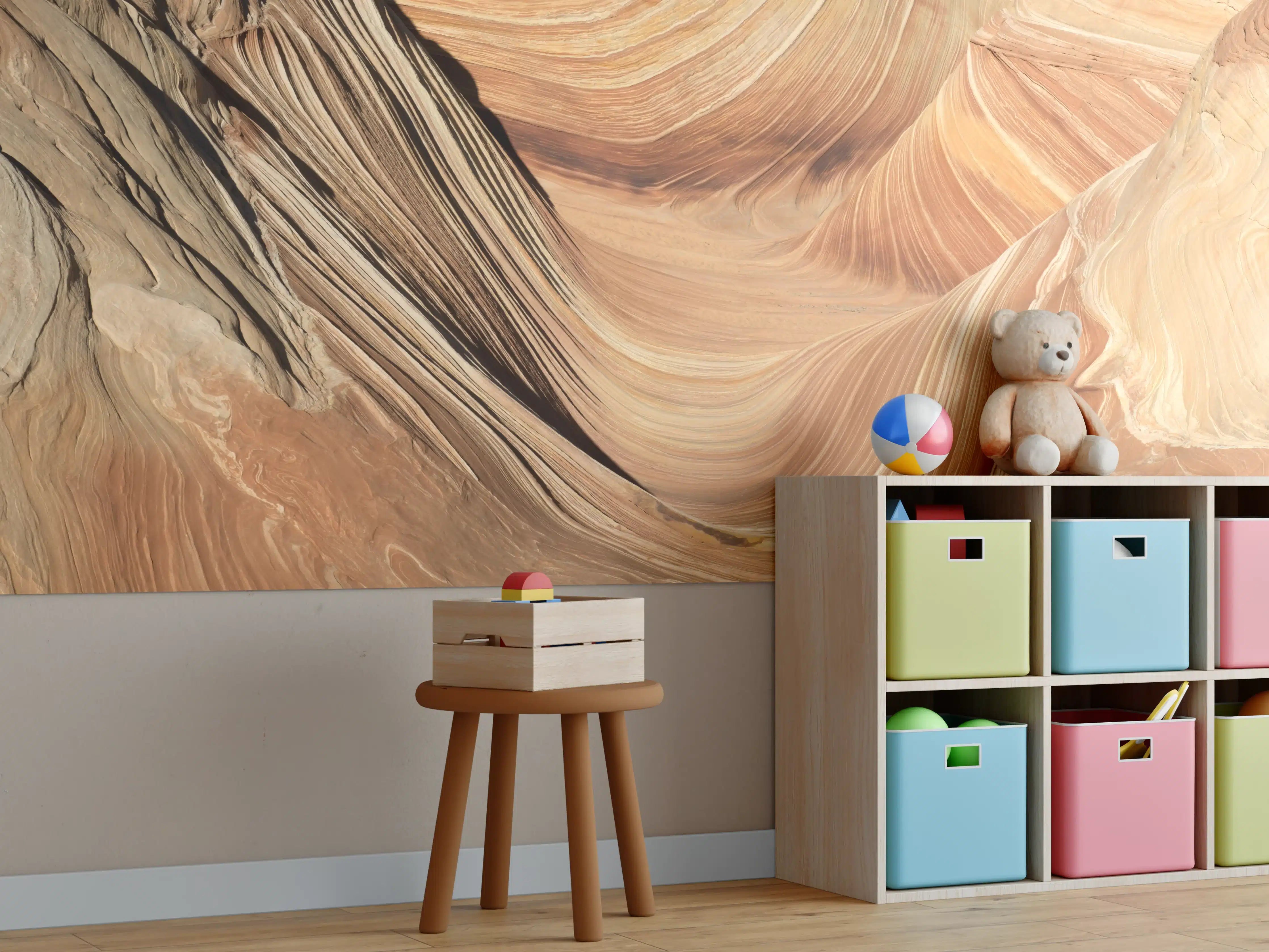 Kinderzimmer Wandgestaltung - Wüstenlandschaft in warmen Erdtönen