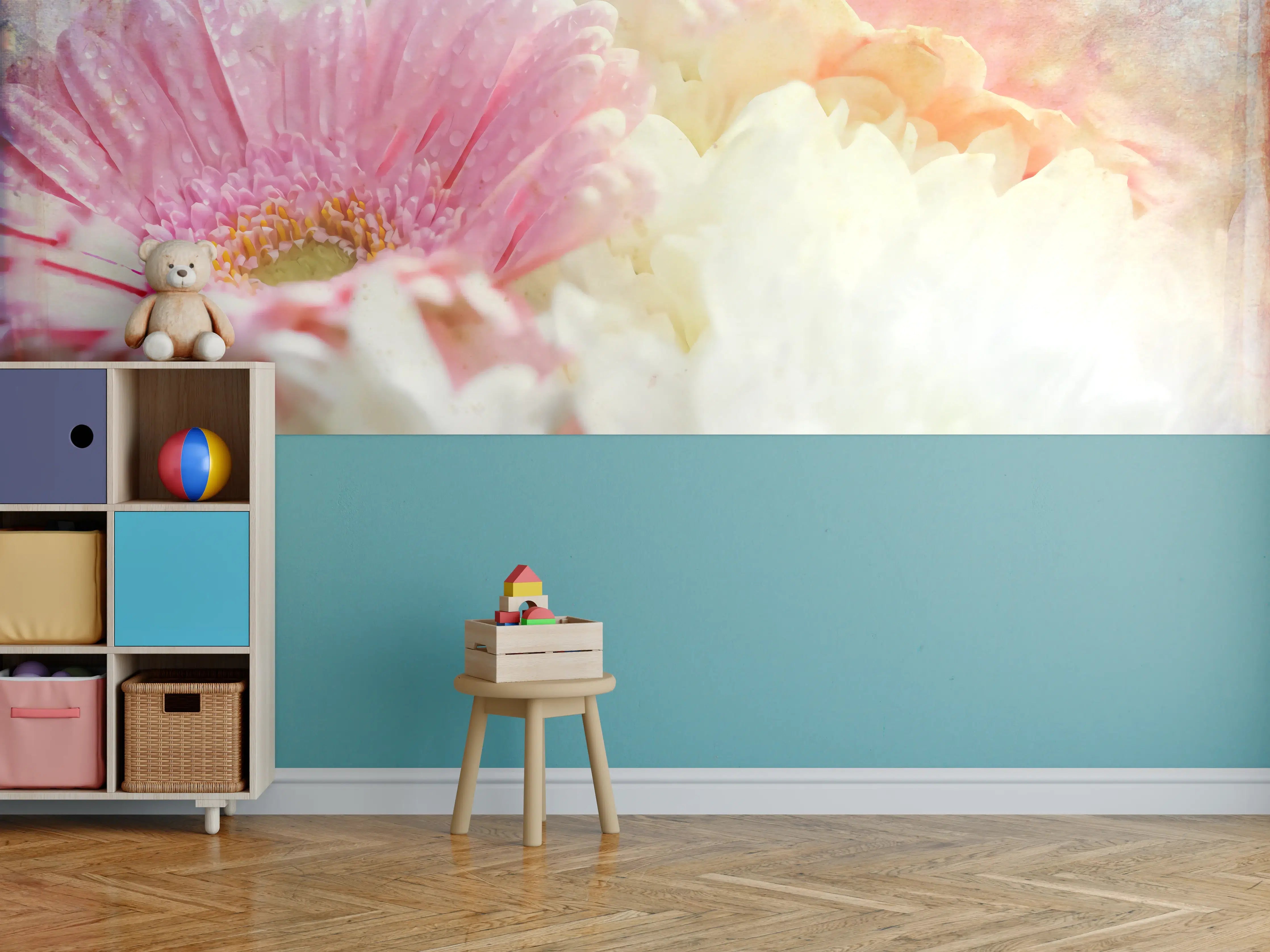 Kinderzimmer Wandgestaltung - Wunderschöne Blumen - Nahaufnahme