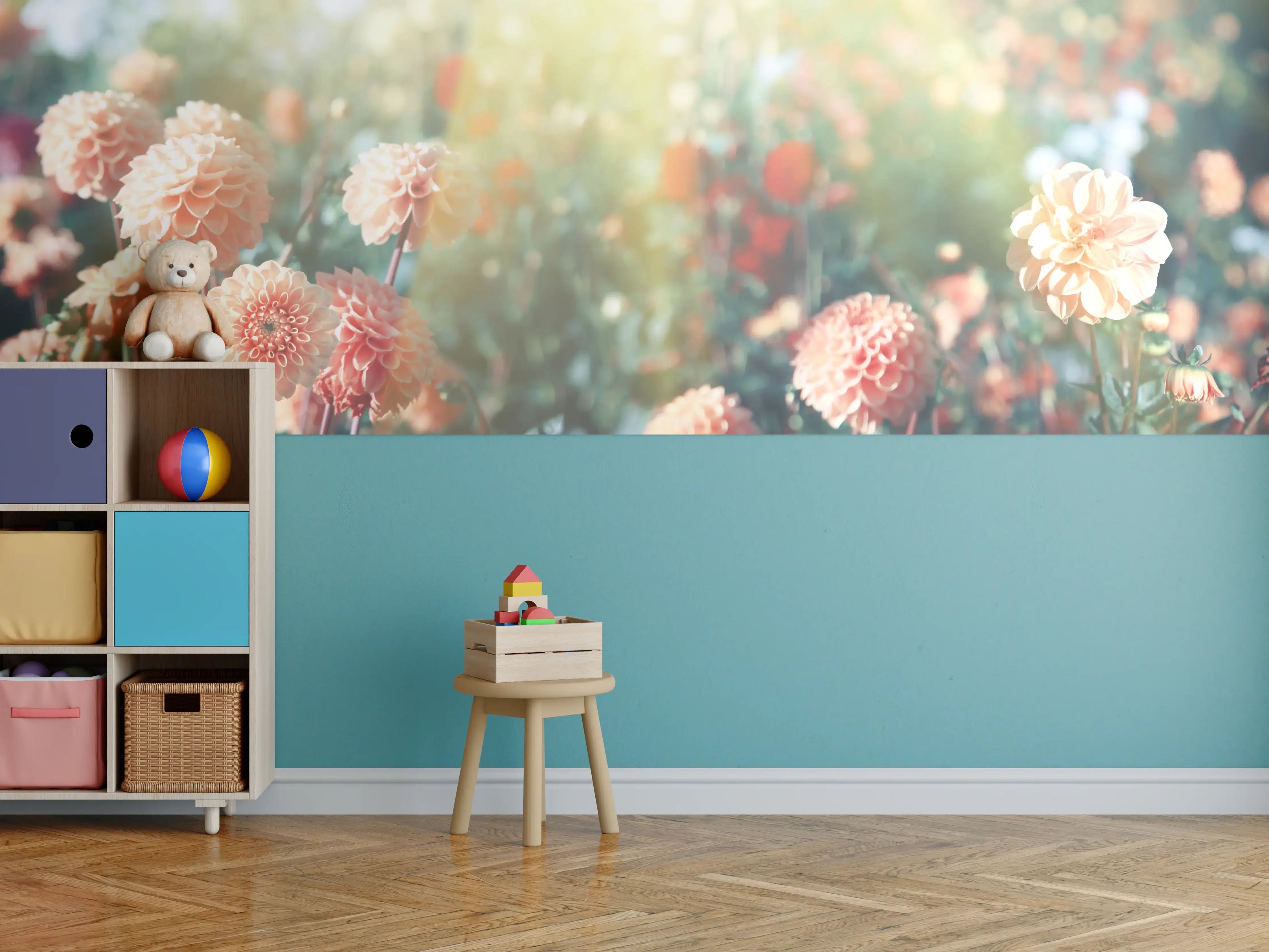 Kinderzimmer Wandgestaltung - Wunderschöne Blumen im Sommer