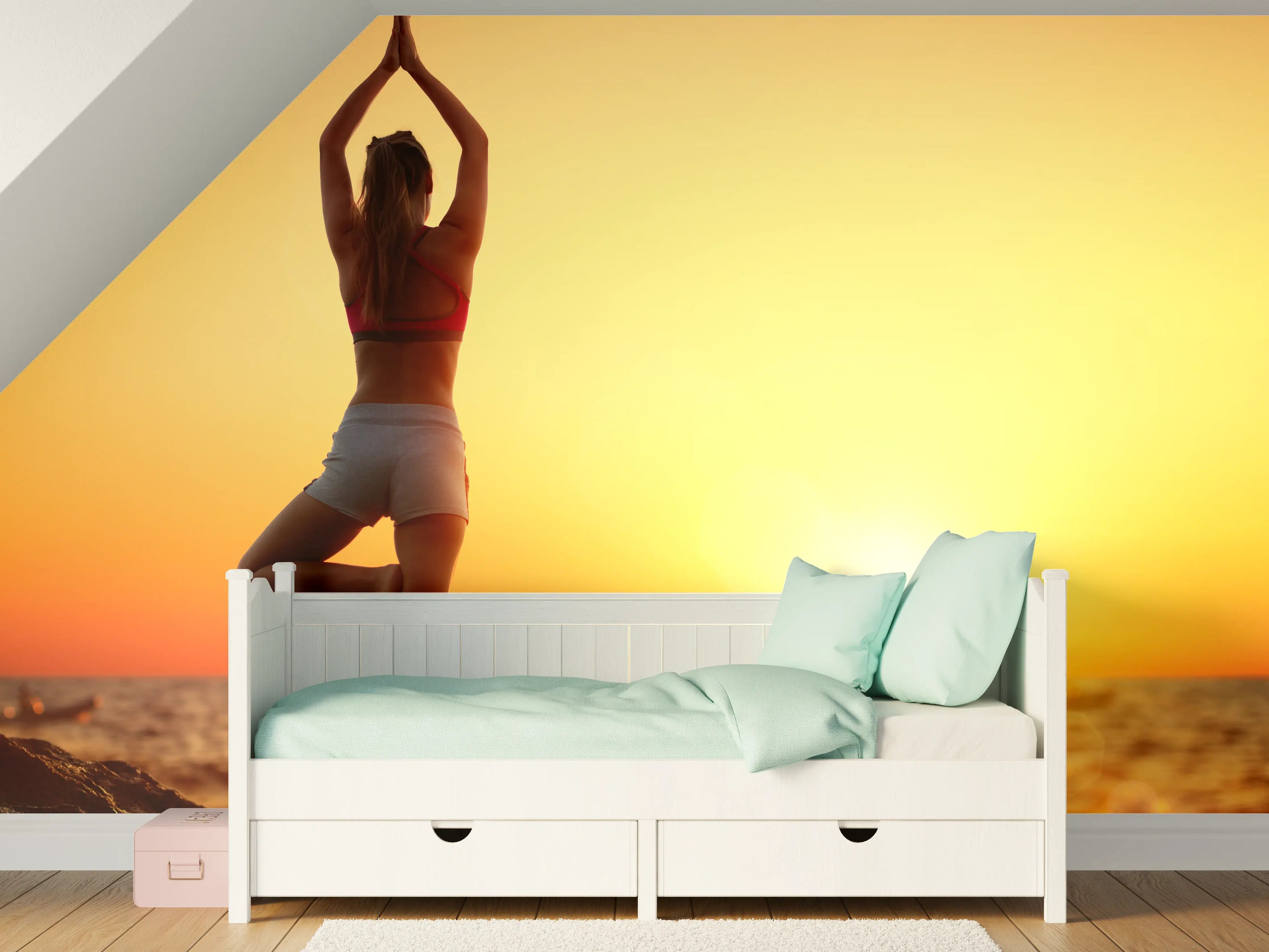 Kinderzimmer Wandgestaltung - Yoga bei Sonnenuntergang