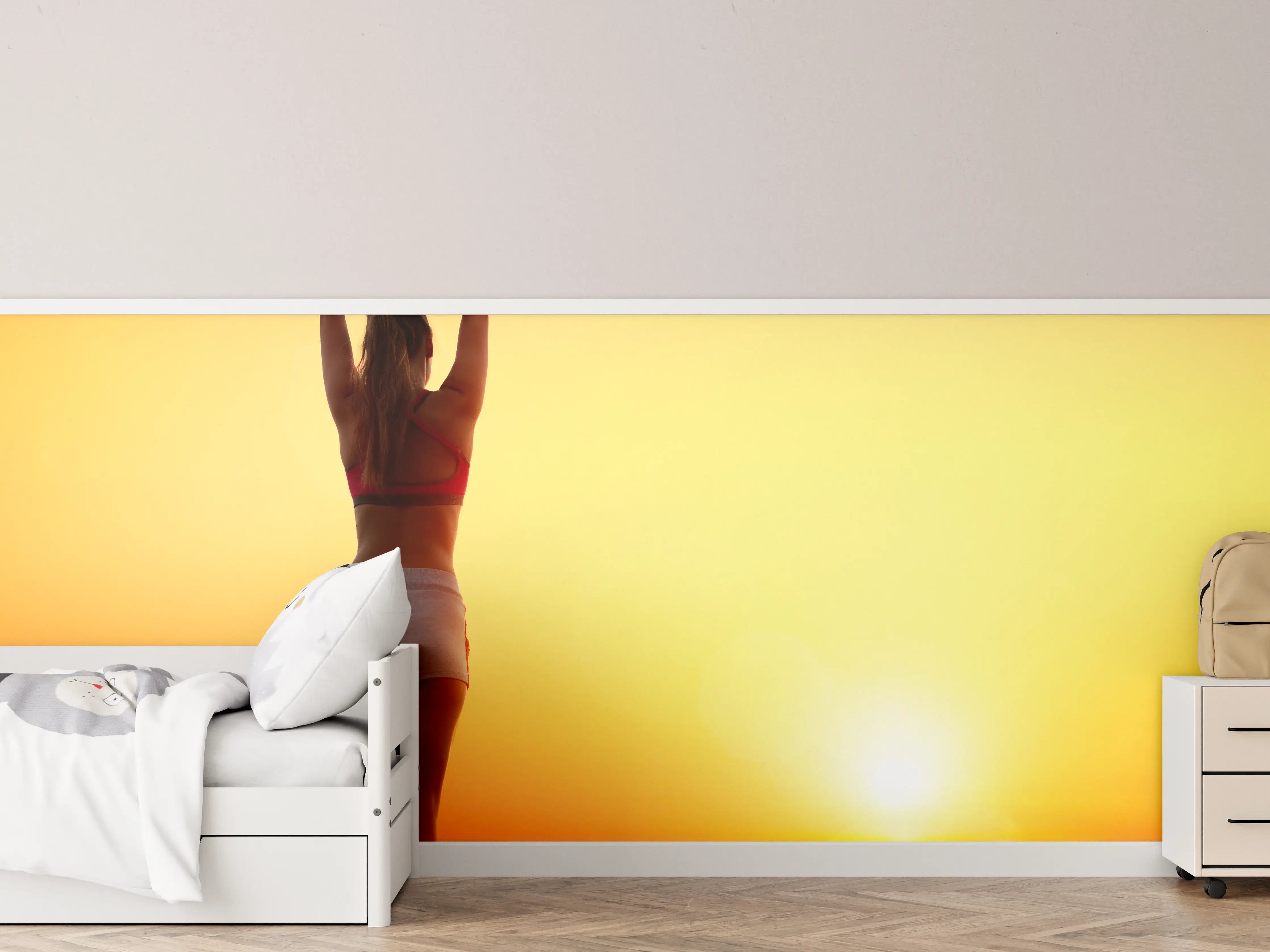 Kinderzimmer Wandgestaltung - Yoga bei Sonnenuntergang