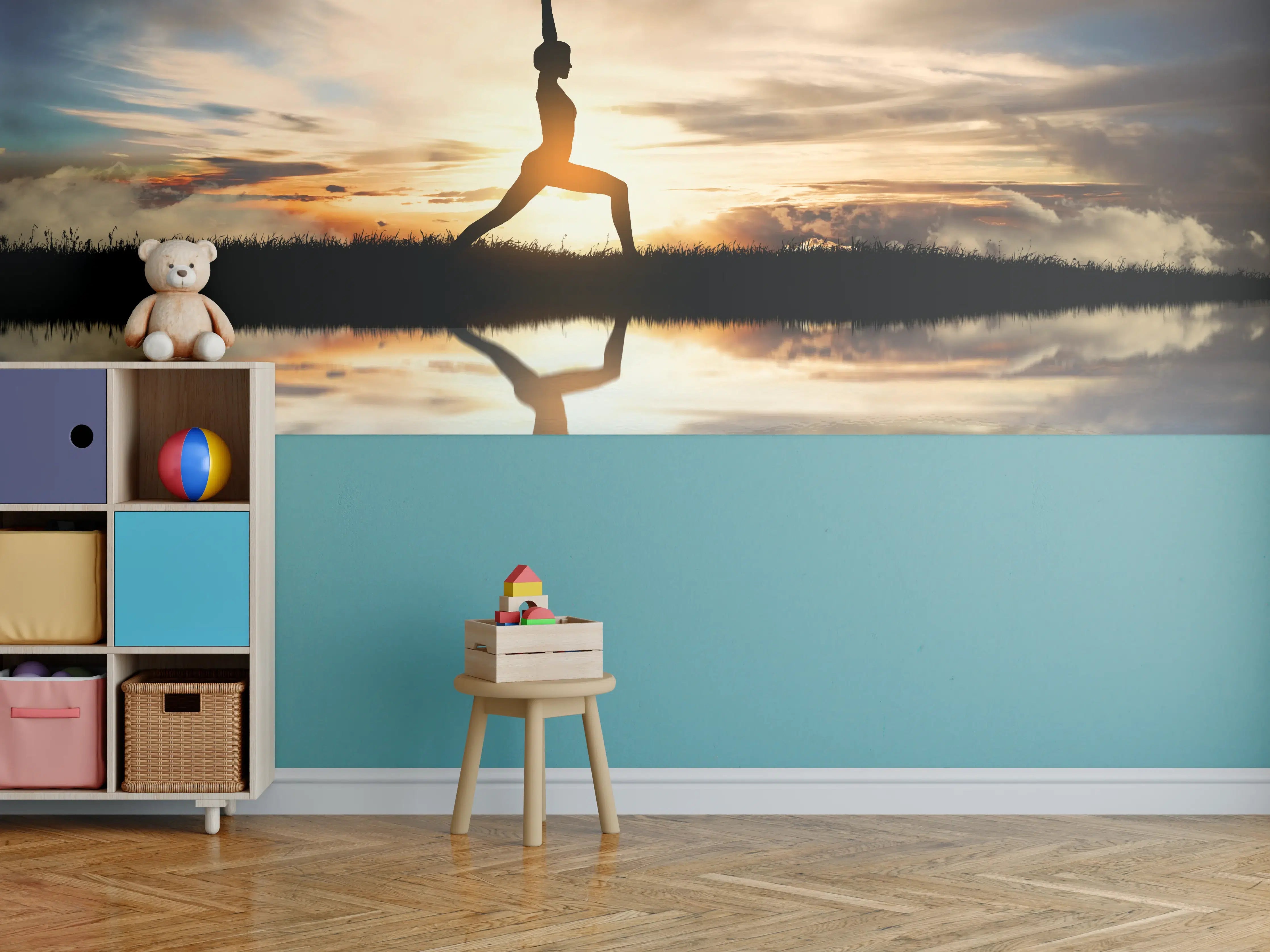 Kinderzimmer Wandgestaltung - Yoga praktizierendes Mädchen