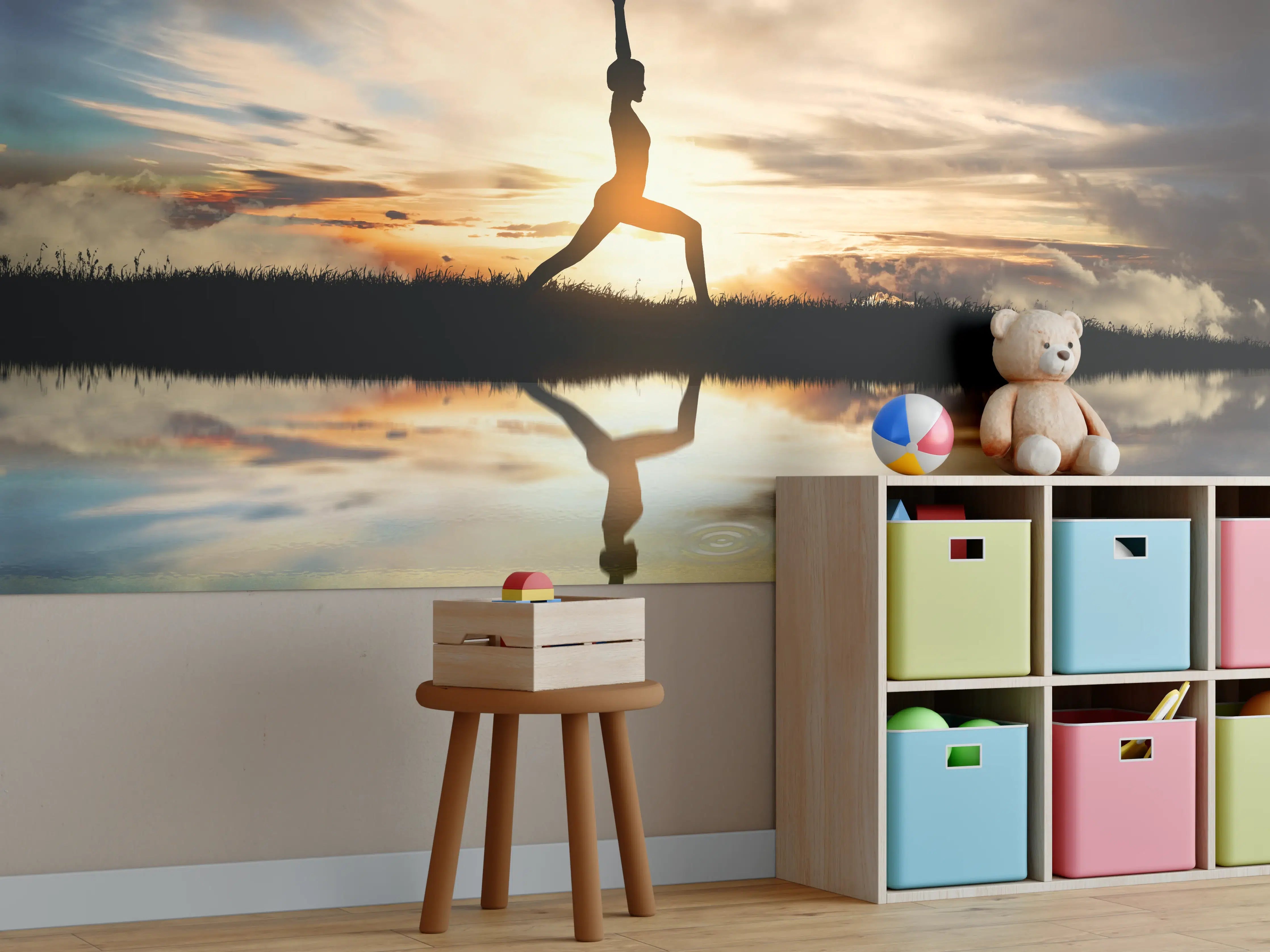 Kinderzimmer Wandgestaltung - Yoga praktizierendes Mädchen