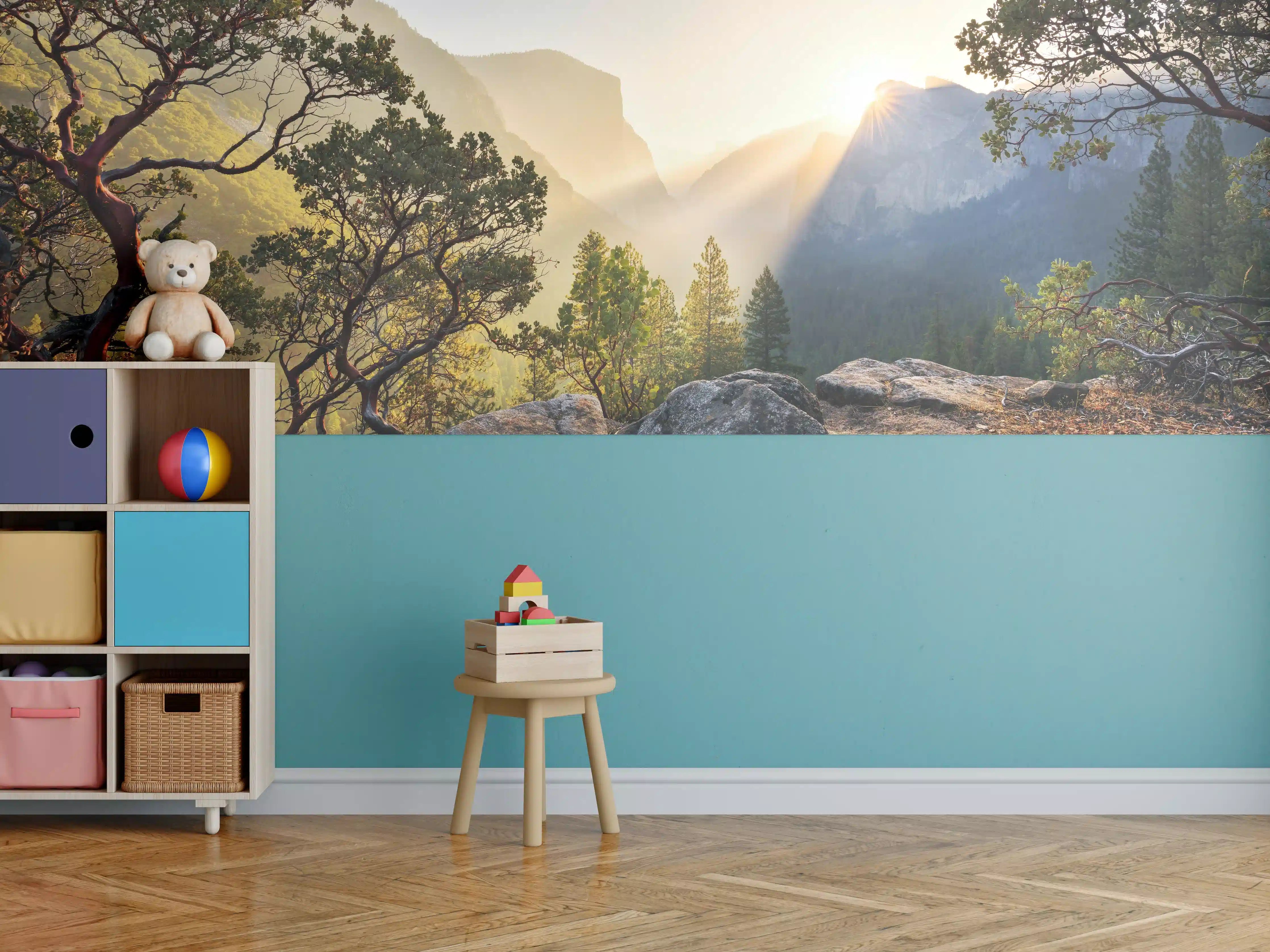 Kinderzimmer Wandgestaltung - Yosemite Sonnenstrahlen Panorama