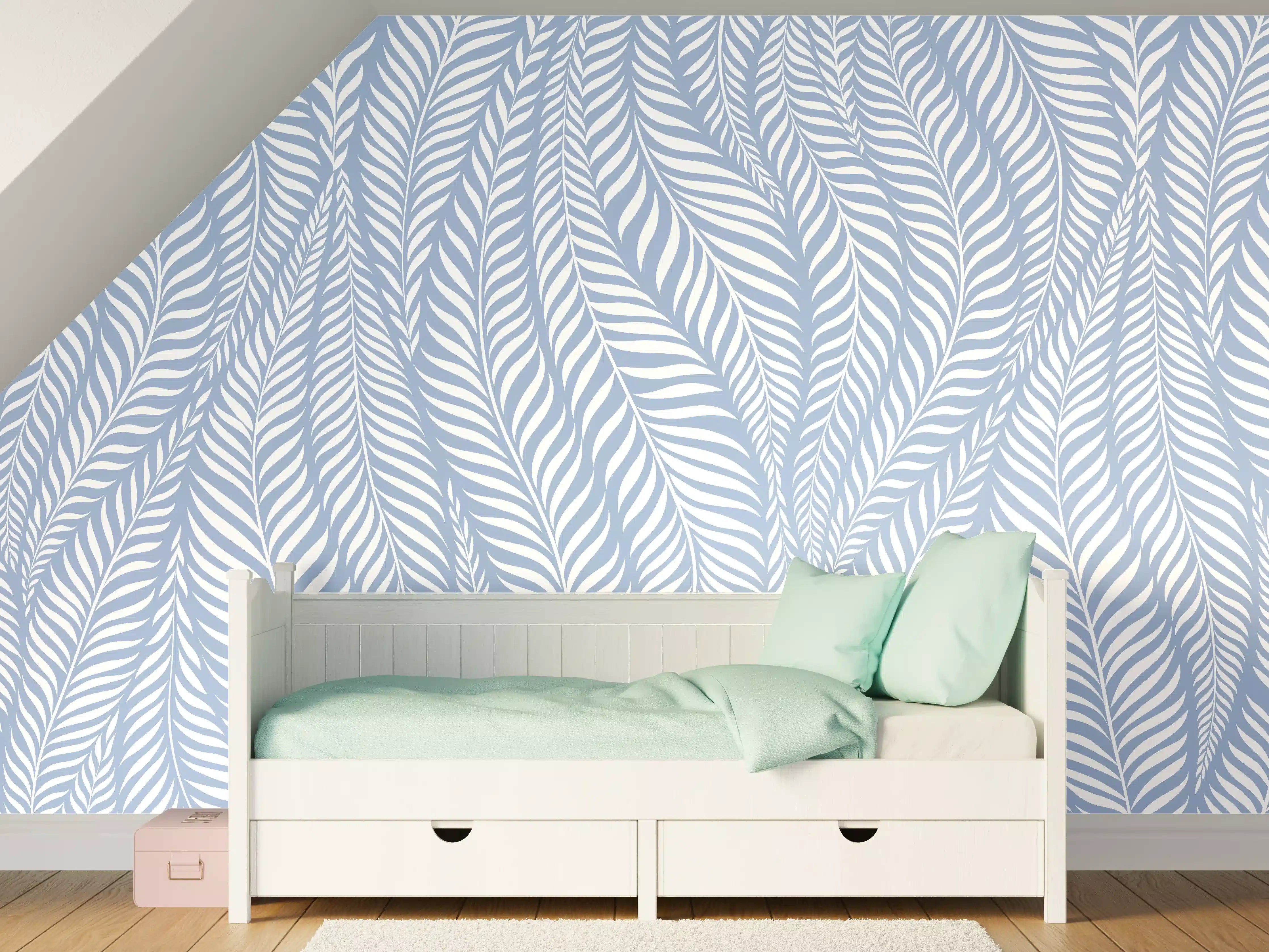 Kinderzimmer Wandgestaltung - Zarte Blau-Wellen-Design