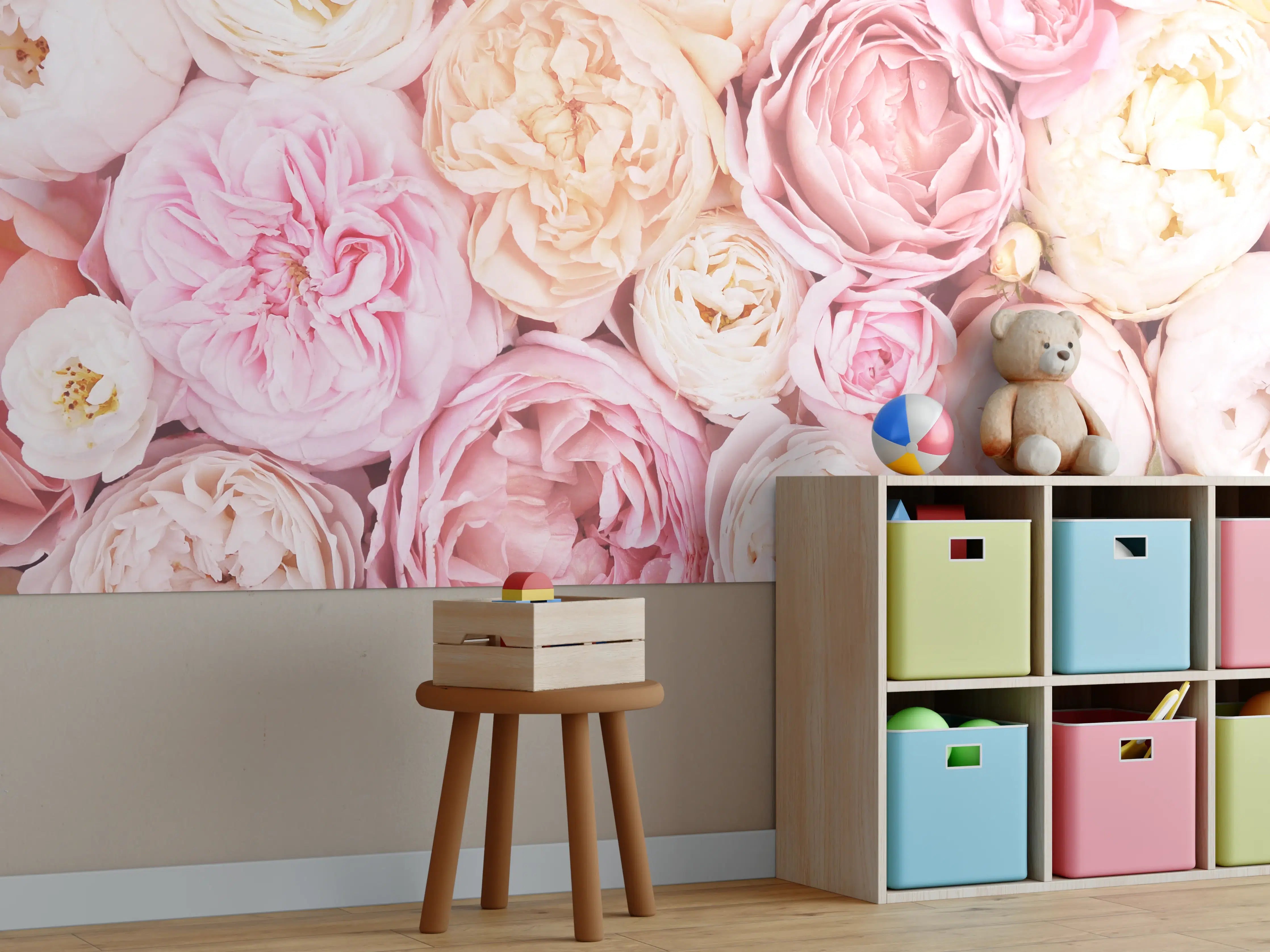 Kinderzimmer Wandgestaltung - Zarte blühende Rosen