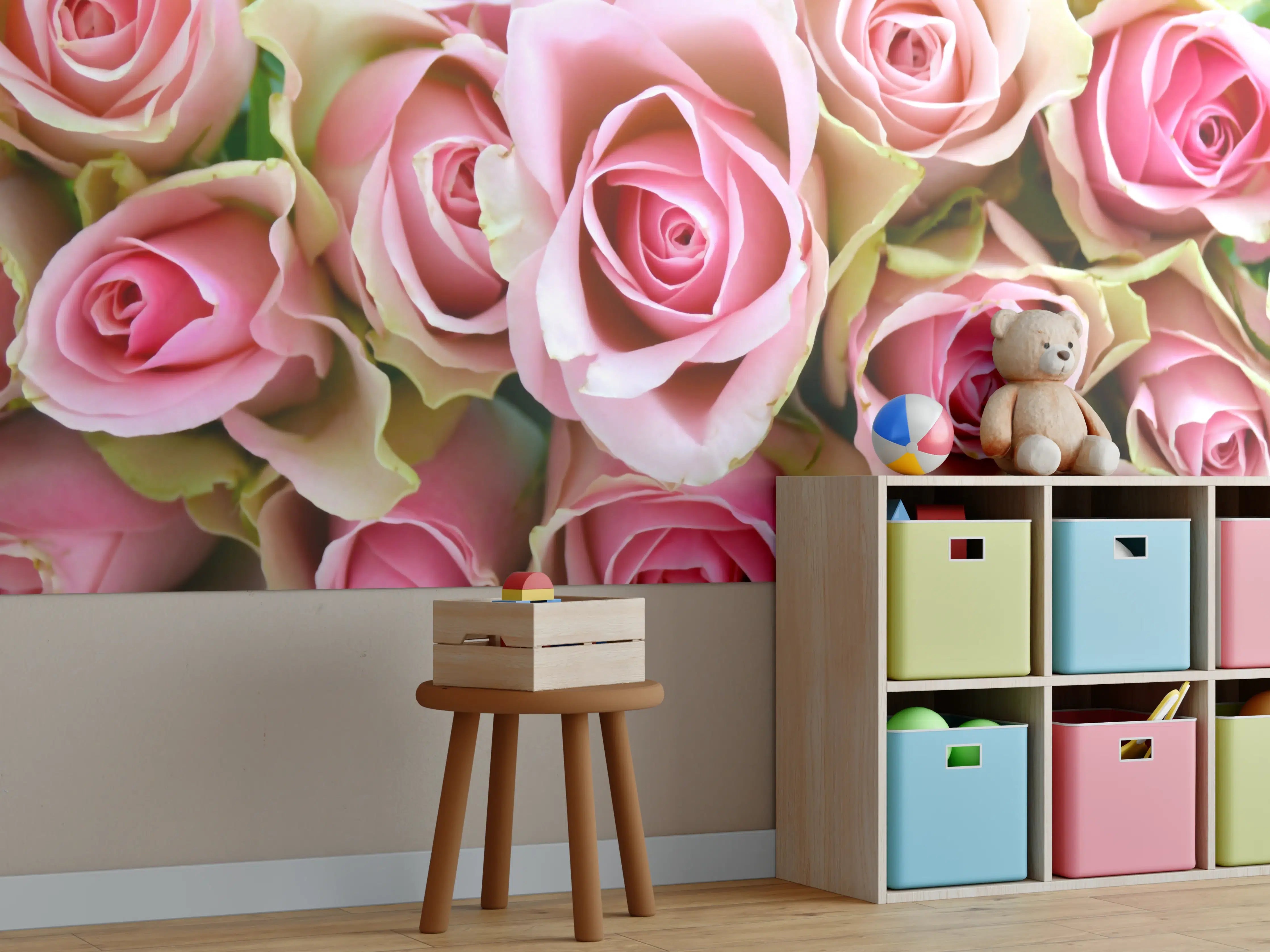 Kinderzimmer Wandgestaltung - Zarte pinke Rosen