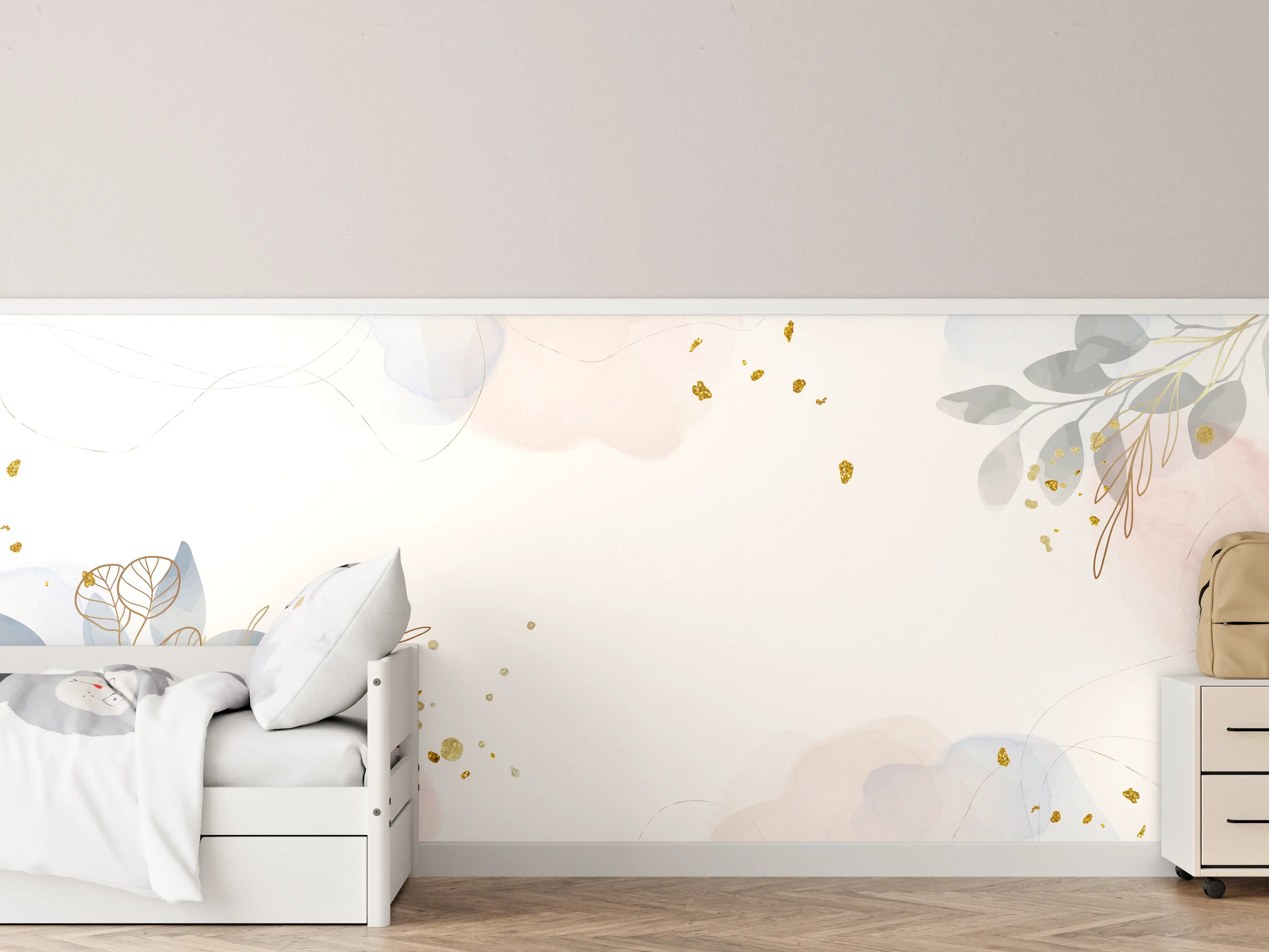 Kinderzimmer Wandgestaltung - Zartes Blumen Aquarell Design