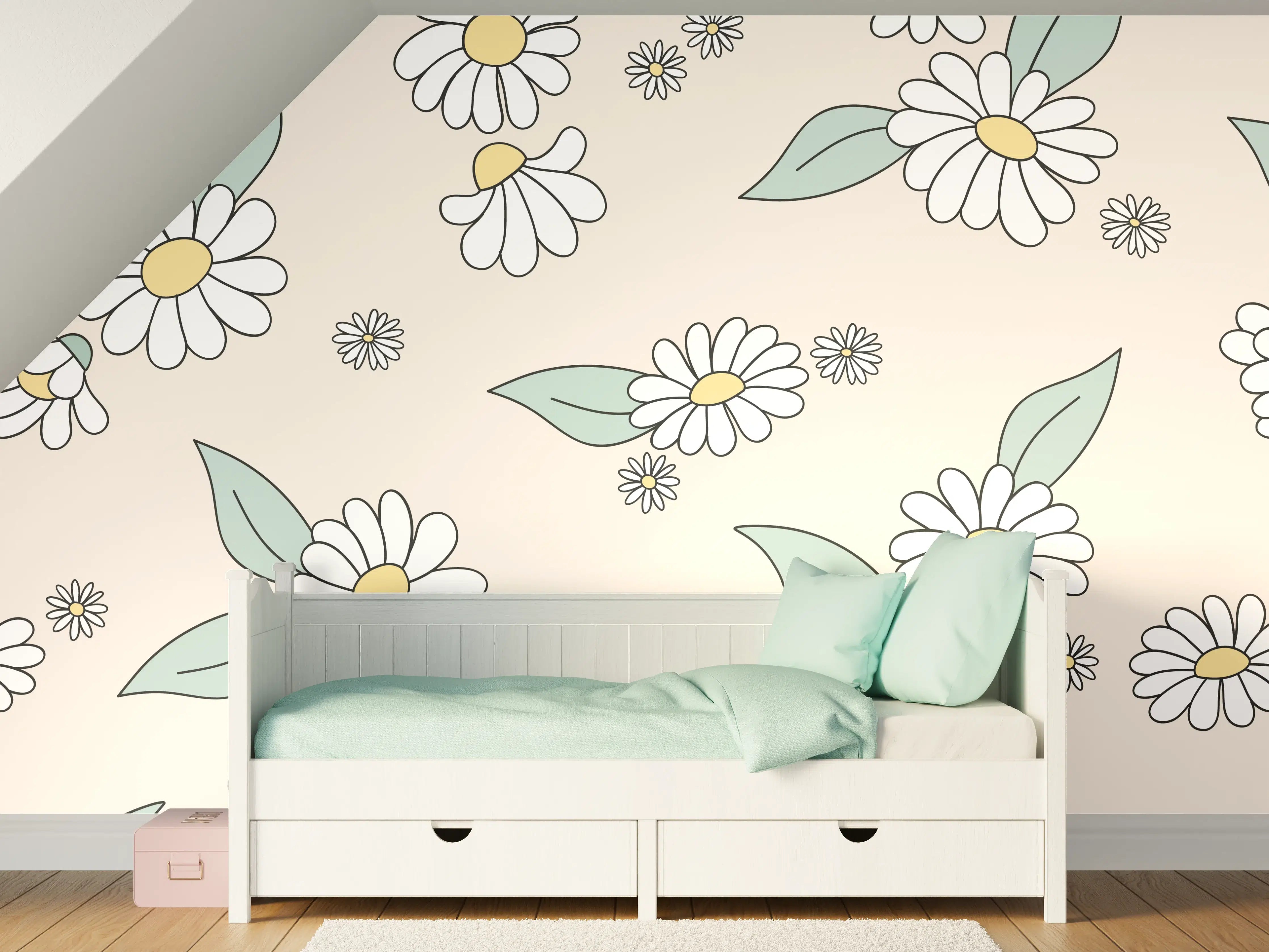 Kinderzimmer Wandgestaltung - Zartes Blumendesign mit Pastellfarben