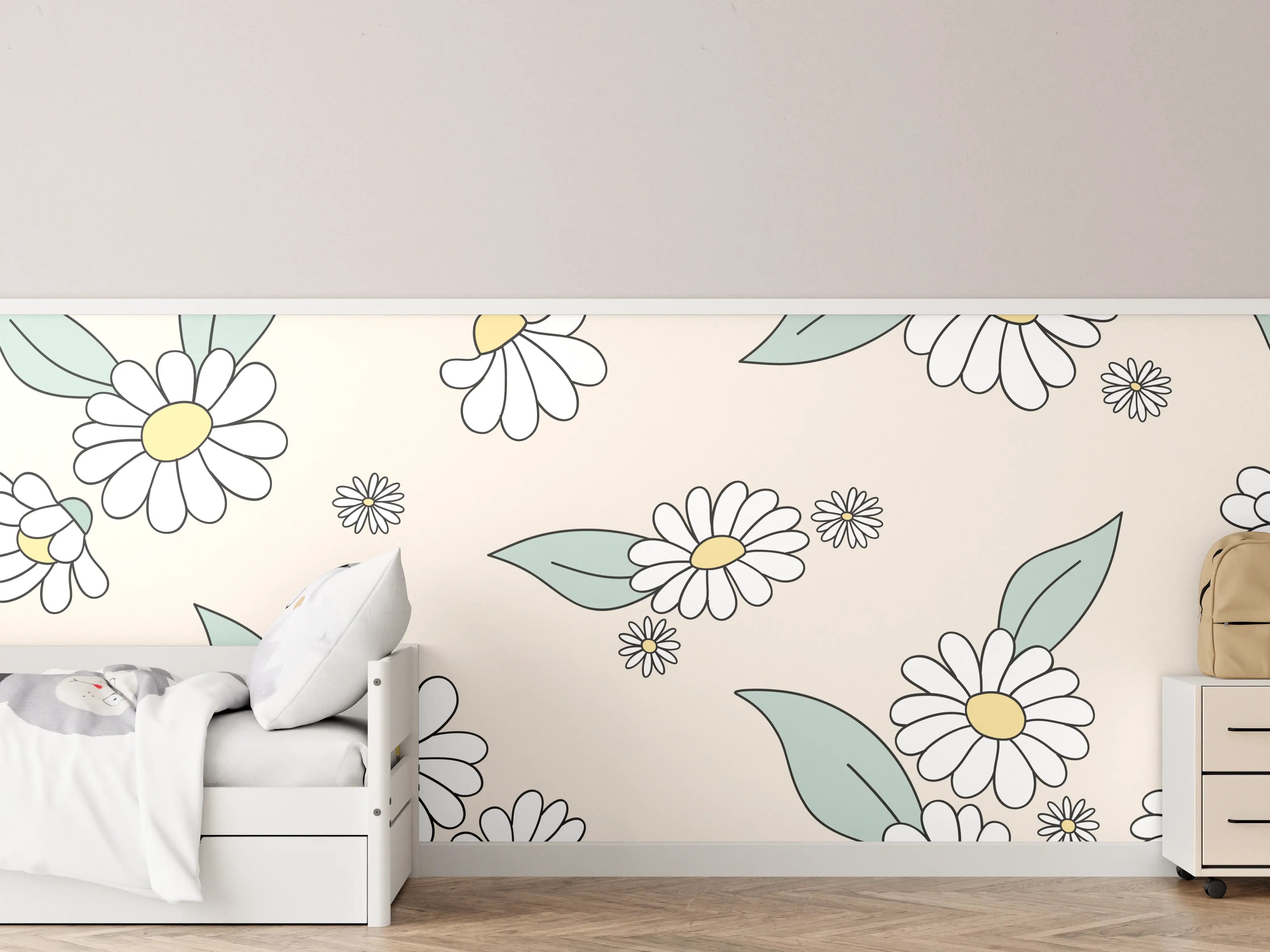 Kinderzimmer Wandgestaltung - Zartes Blumendesign mit Pastellfarben