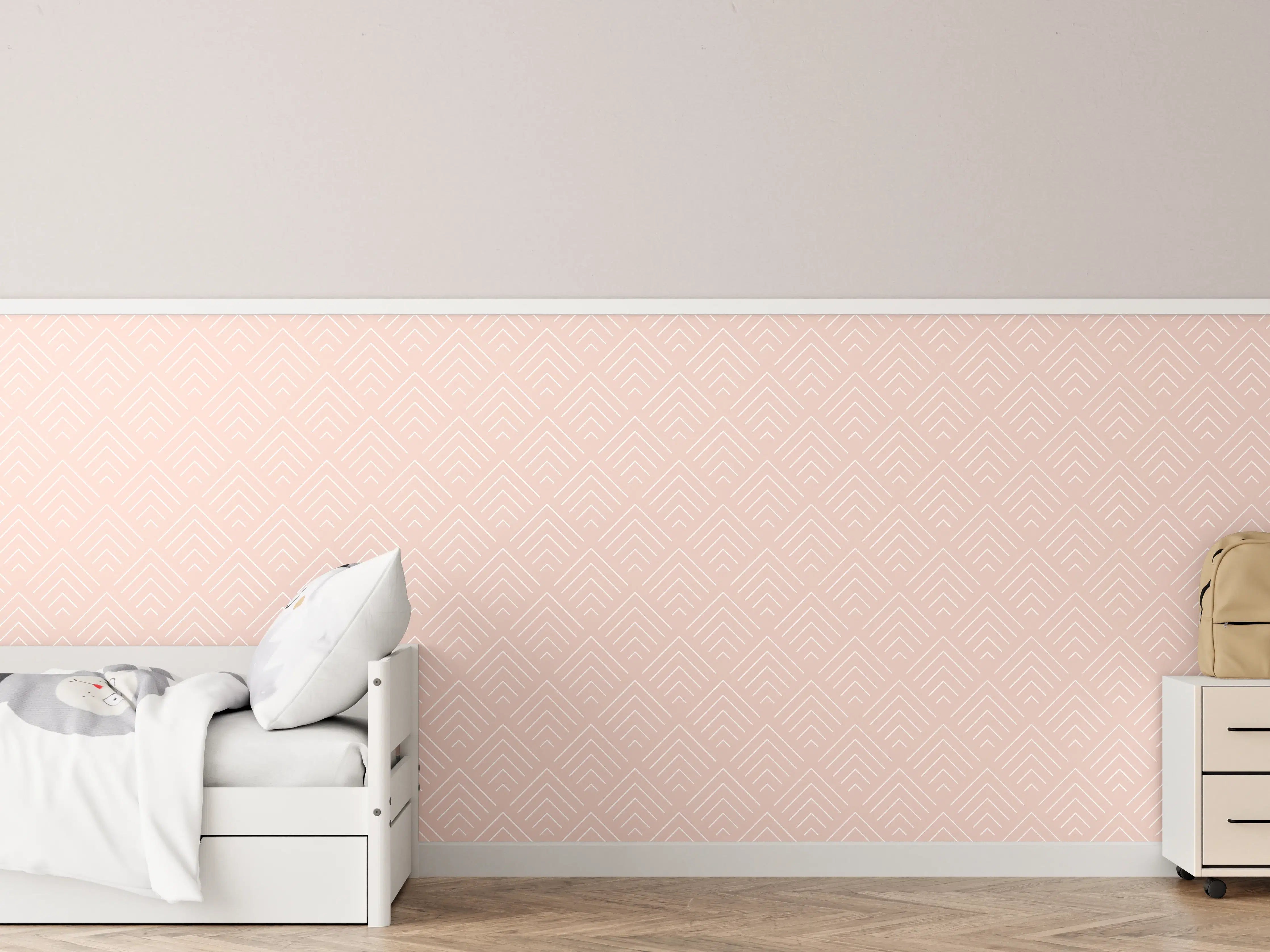 Kinderzimmer Wandgestaltung - Zartes Rosé-Muster mit geometrischer Textur