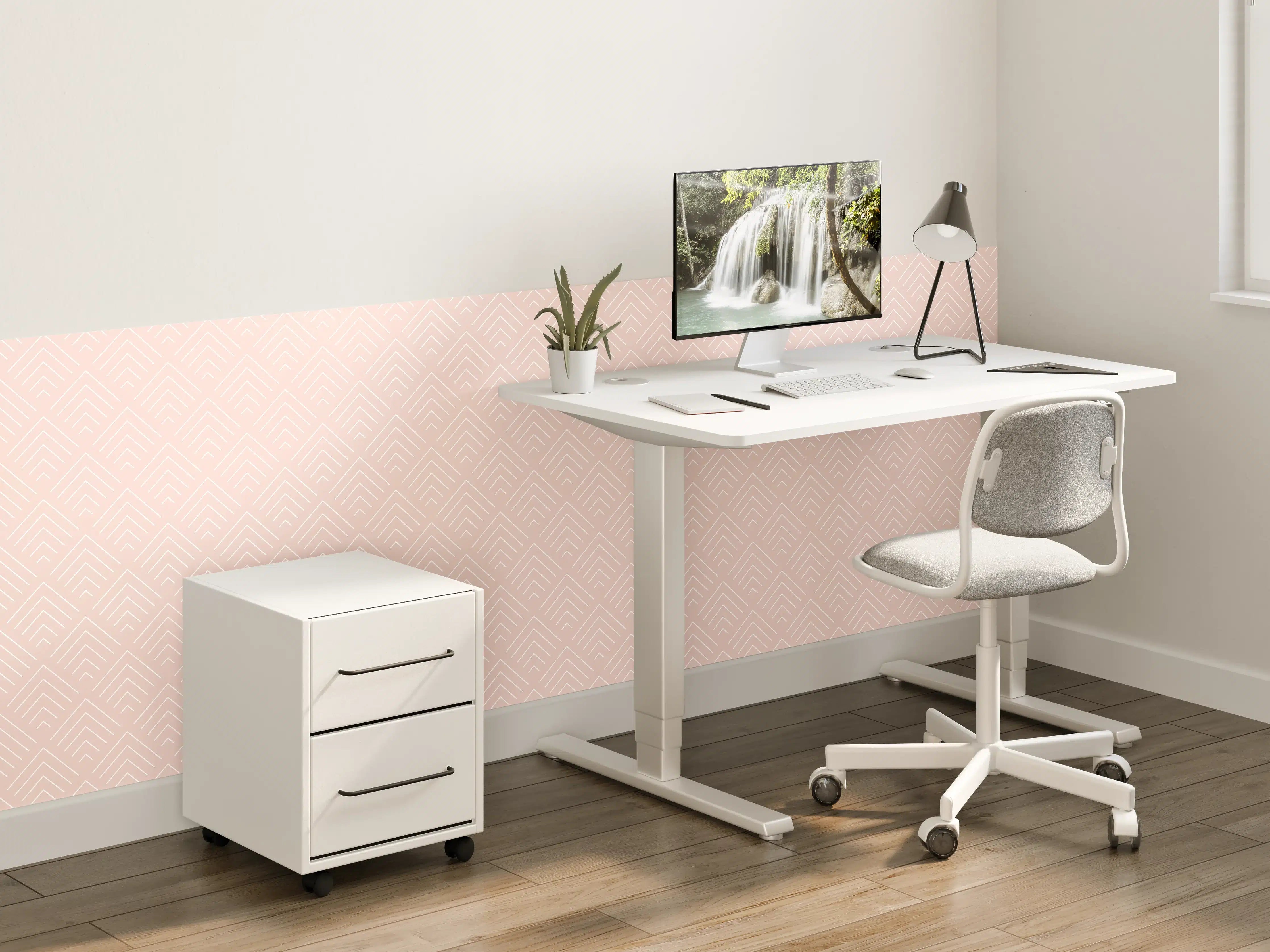 Kinderzimmer Wandgestaltung - Zartes Rosé-Muster mit geometrischer Textur