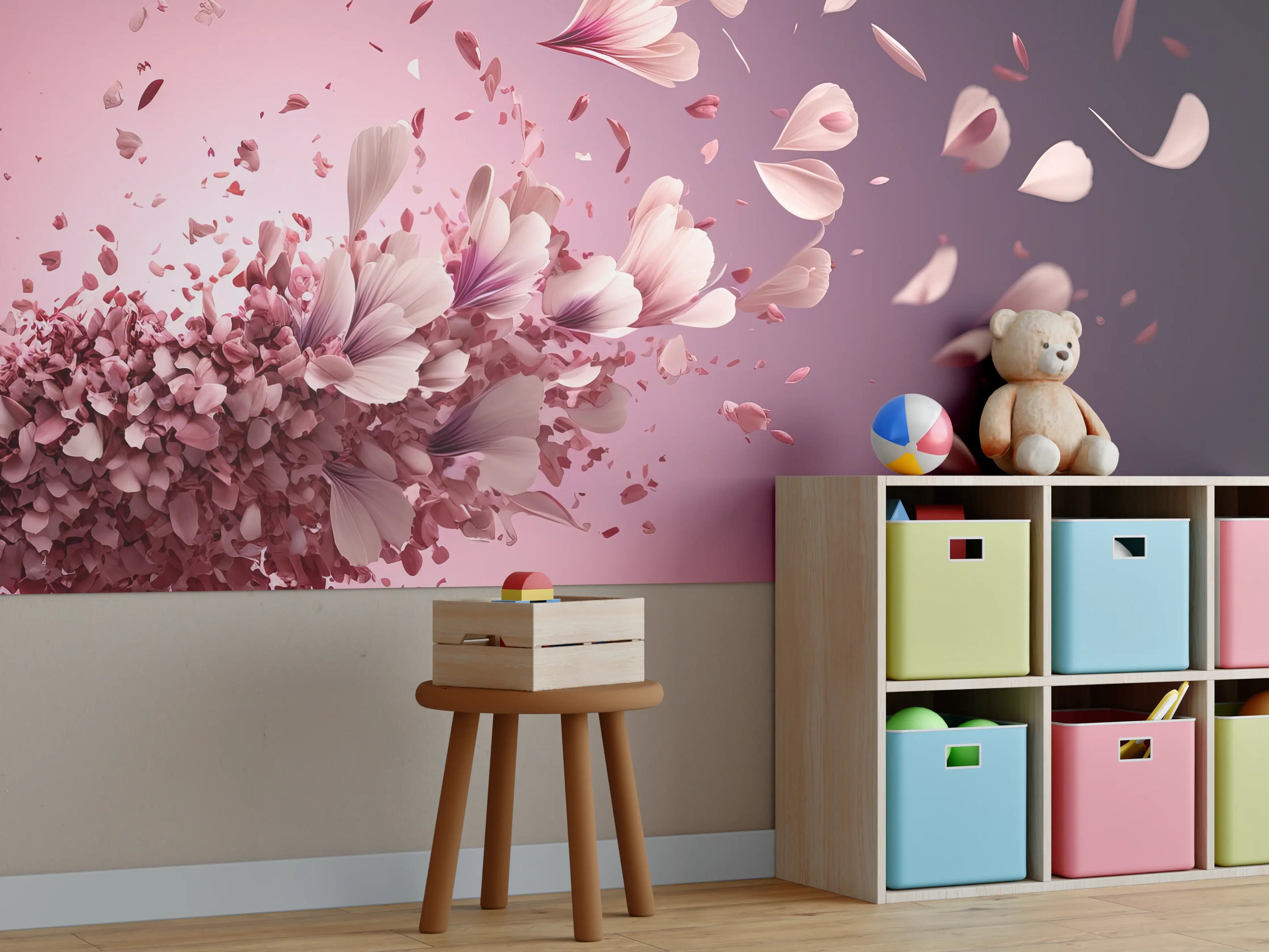 Kinderzimmer Wandgestaltung - Zartrosa Kirschblütenzauber