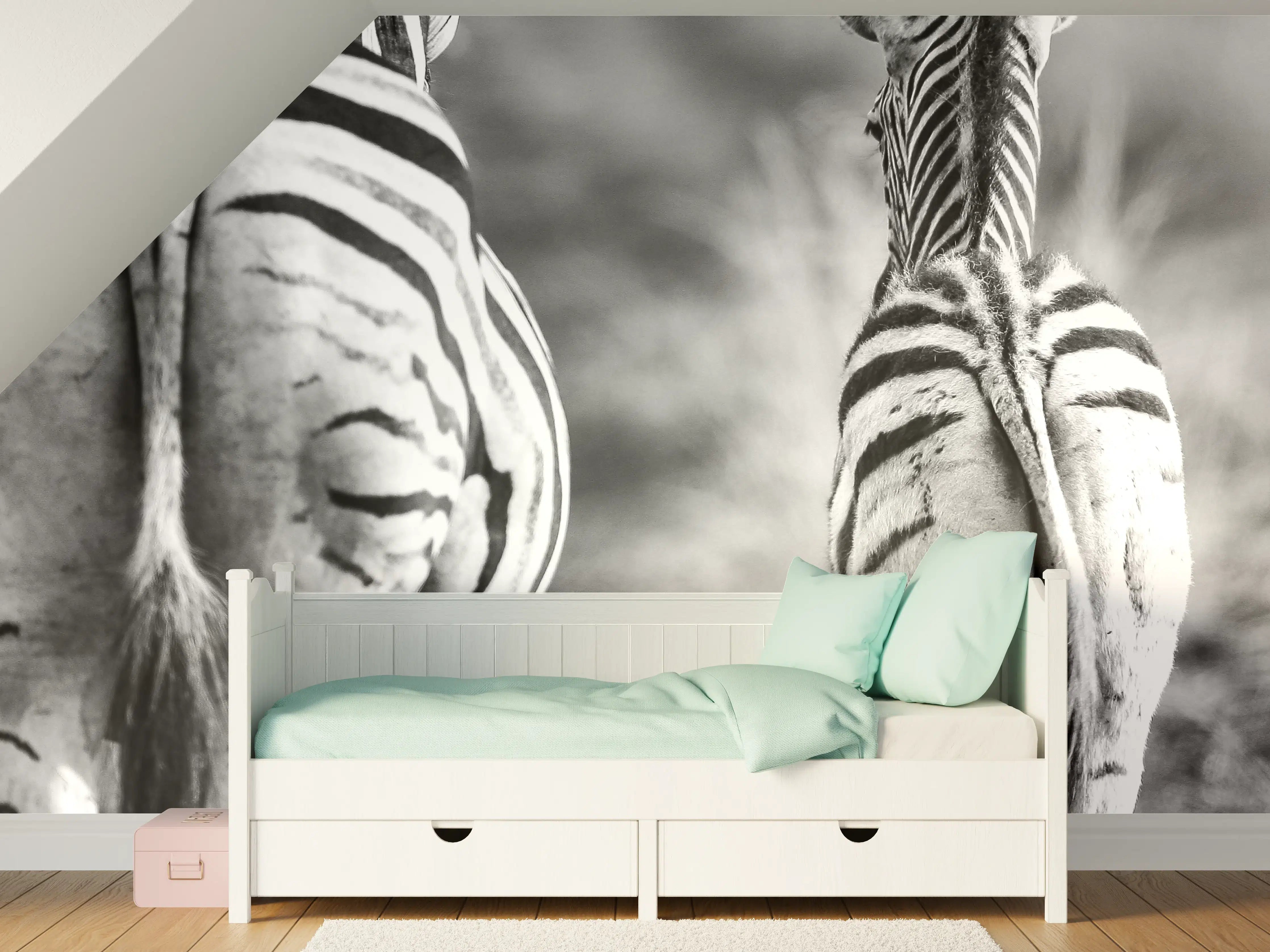 Kinderzimmer Wandgestaltung - Zebra - schwarz-weiß