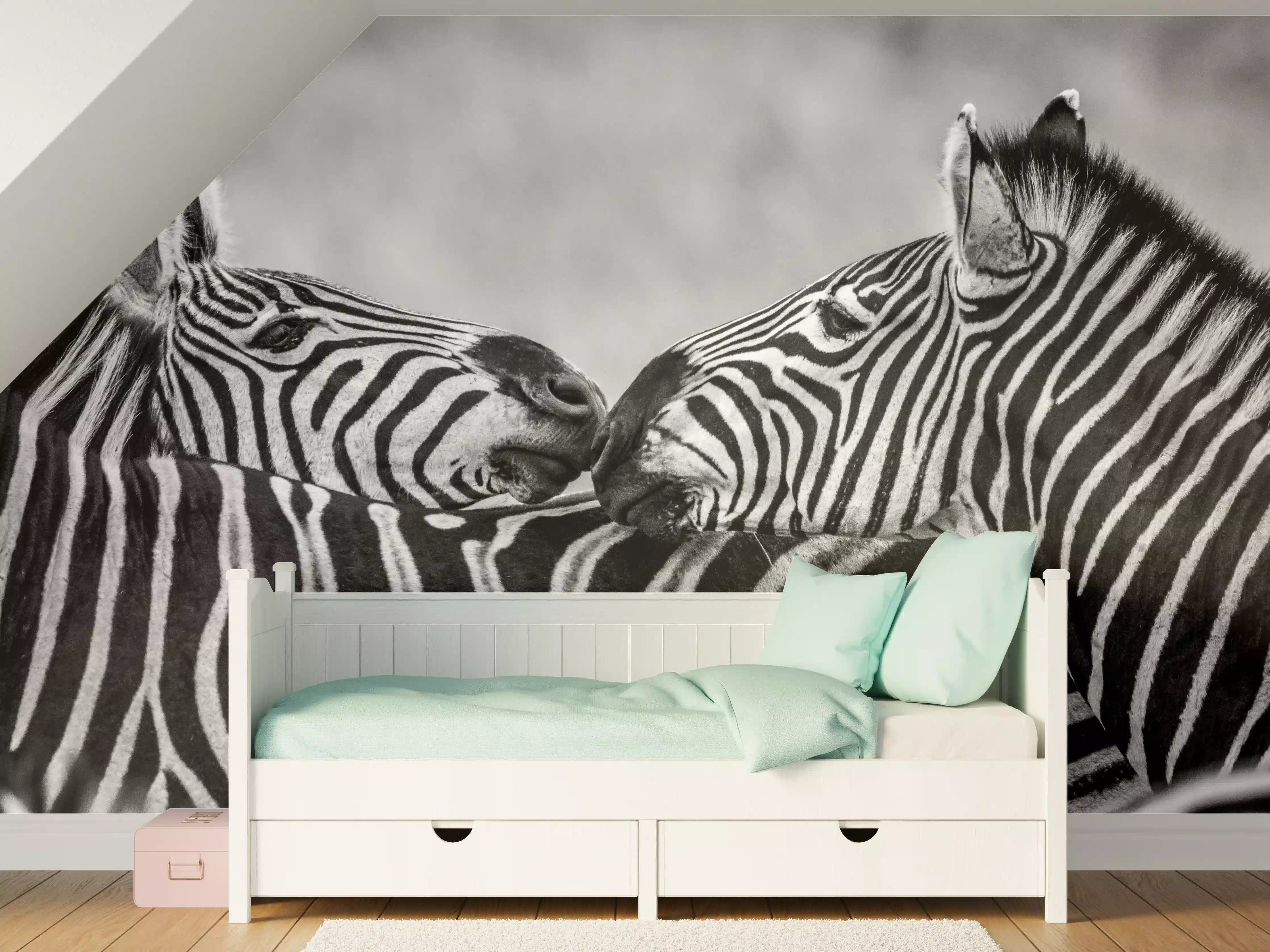Kinderzimmer Wandgestaltung - Zebras - Schwarz-weiß