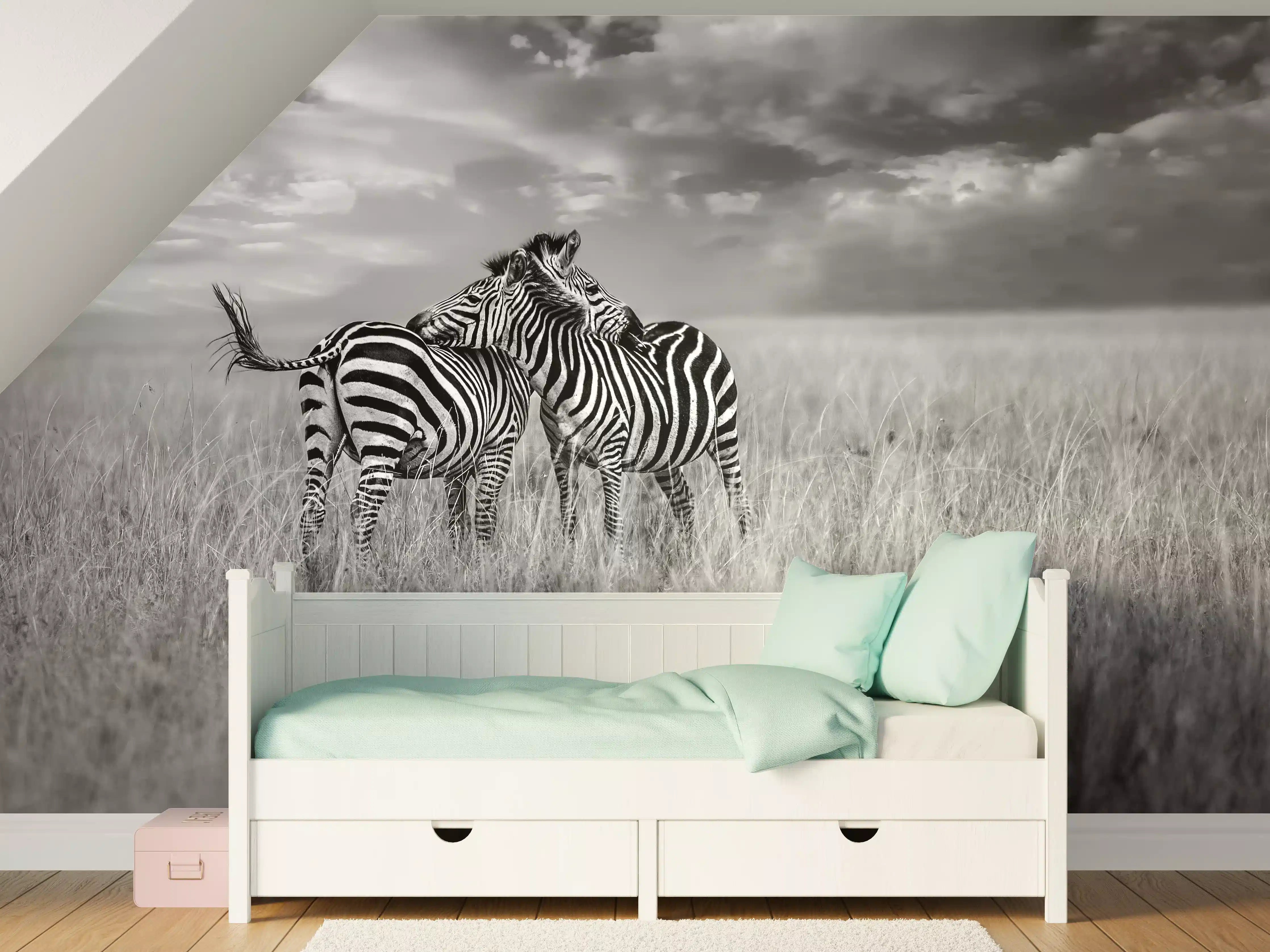 Kinderzimmer Wandgestaltung - Zebras in ihrer Natur - Savanne