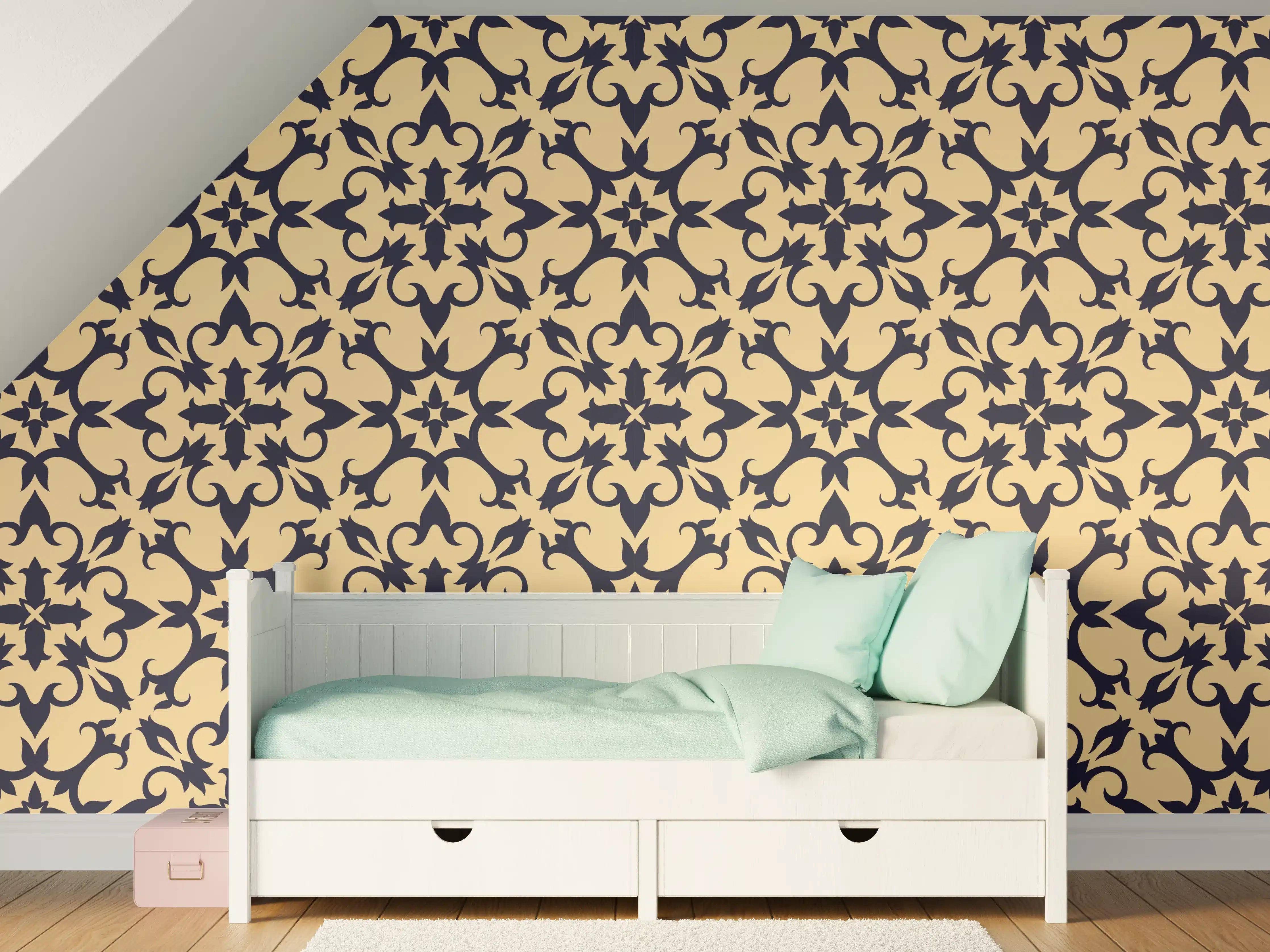 Kinderzimmer Wandgestaltung - Zeitloses Grau-Gemustertes Design