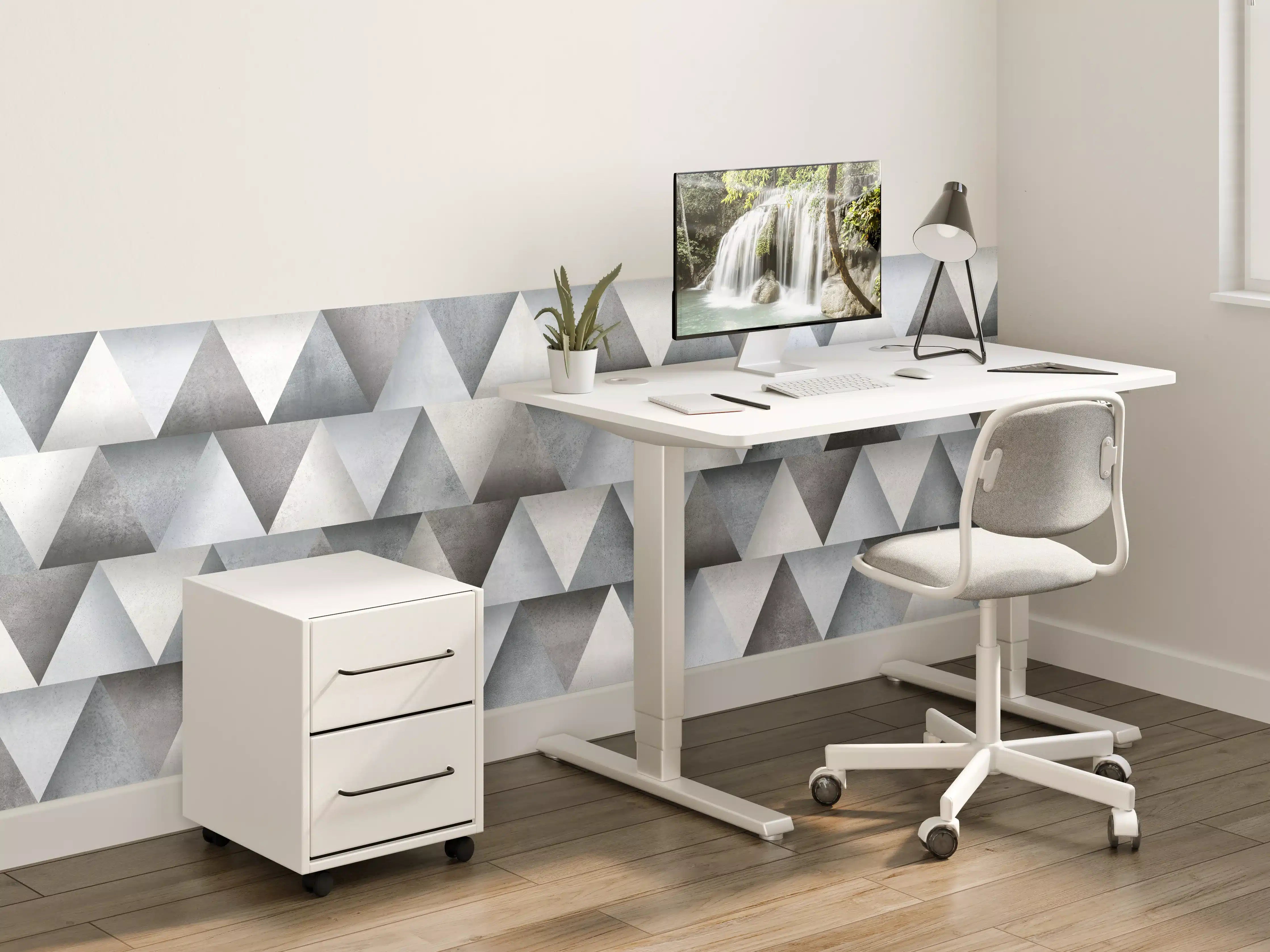 Kinderzimmer Wandgestaltung - Zementstein im Dreiecks Muster