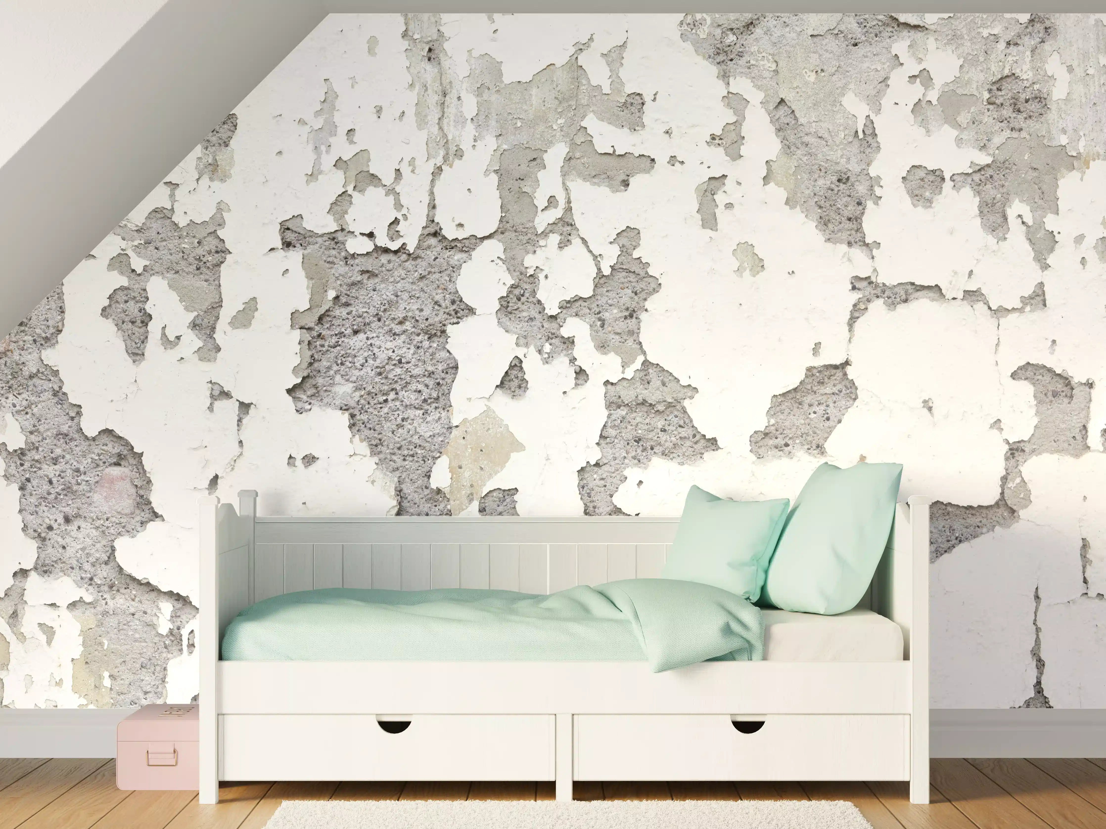 Kinderzimmer Wandgestaltung - Zerplatze Fassade eines alten Hauses