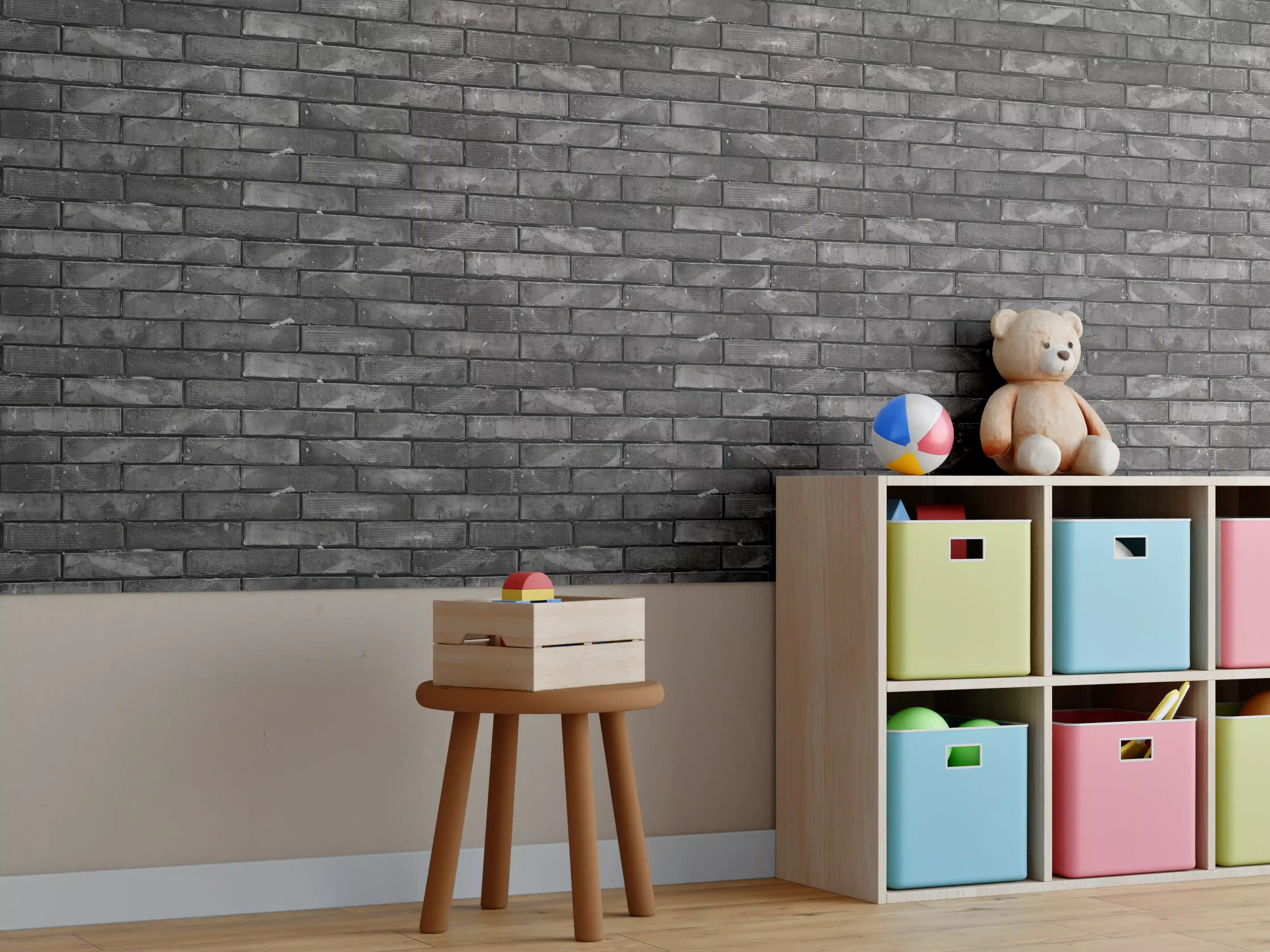 Kinderzimmer Wandgestaltung - Ziegelmauer im Grunge-Stil