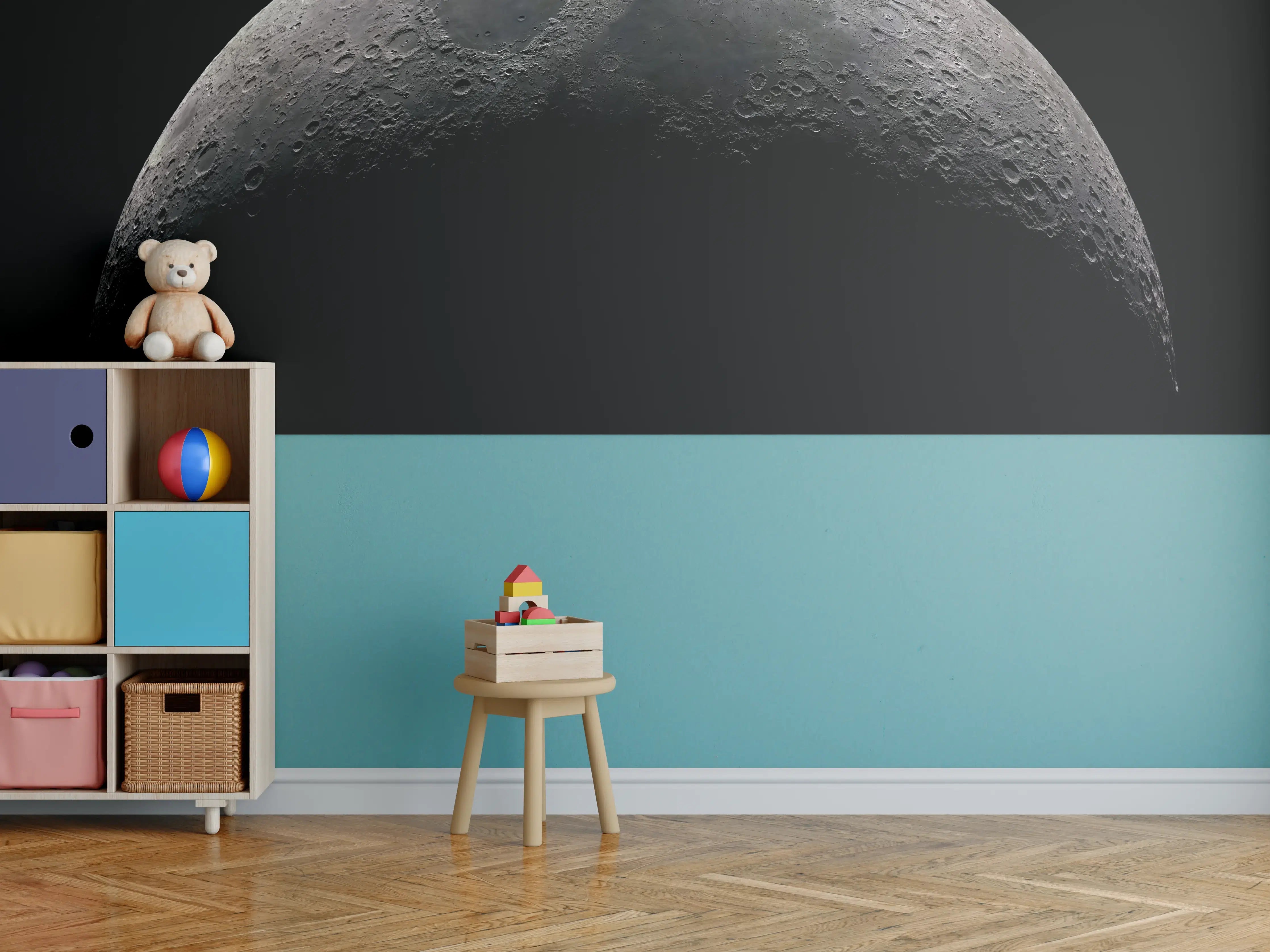 Kinderzimmer Wandgestaltung - Zunehmenden Mondsichel im Weltraum