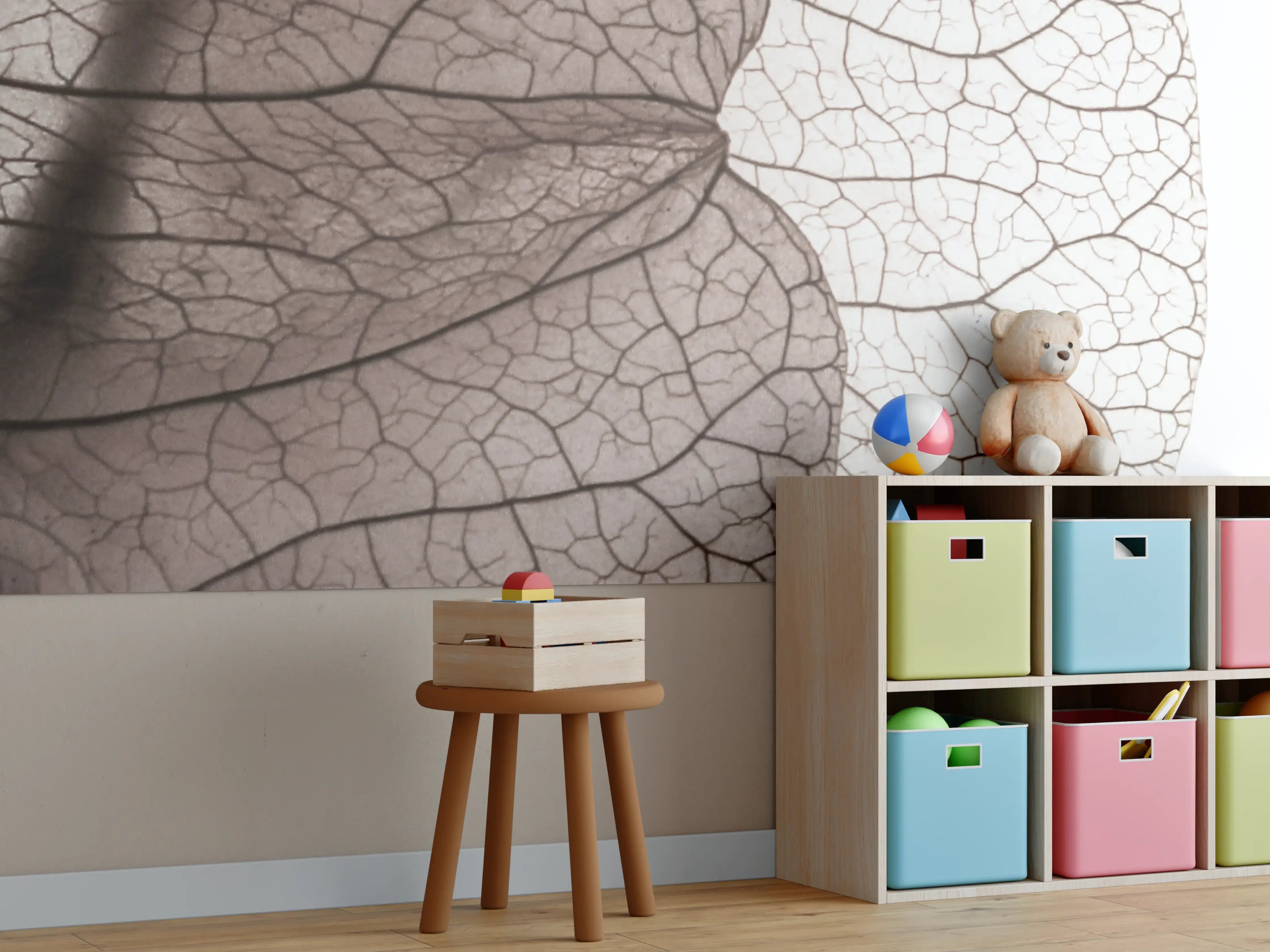 Kinderzimmer Wandgestaltung - "Klassischer Damenhut aus grauem Filz mit breiter schwarzer Schleife"