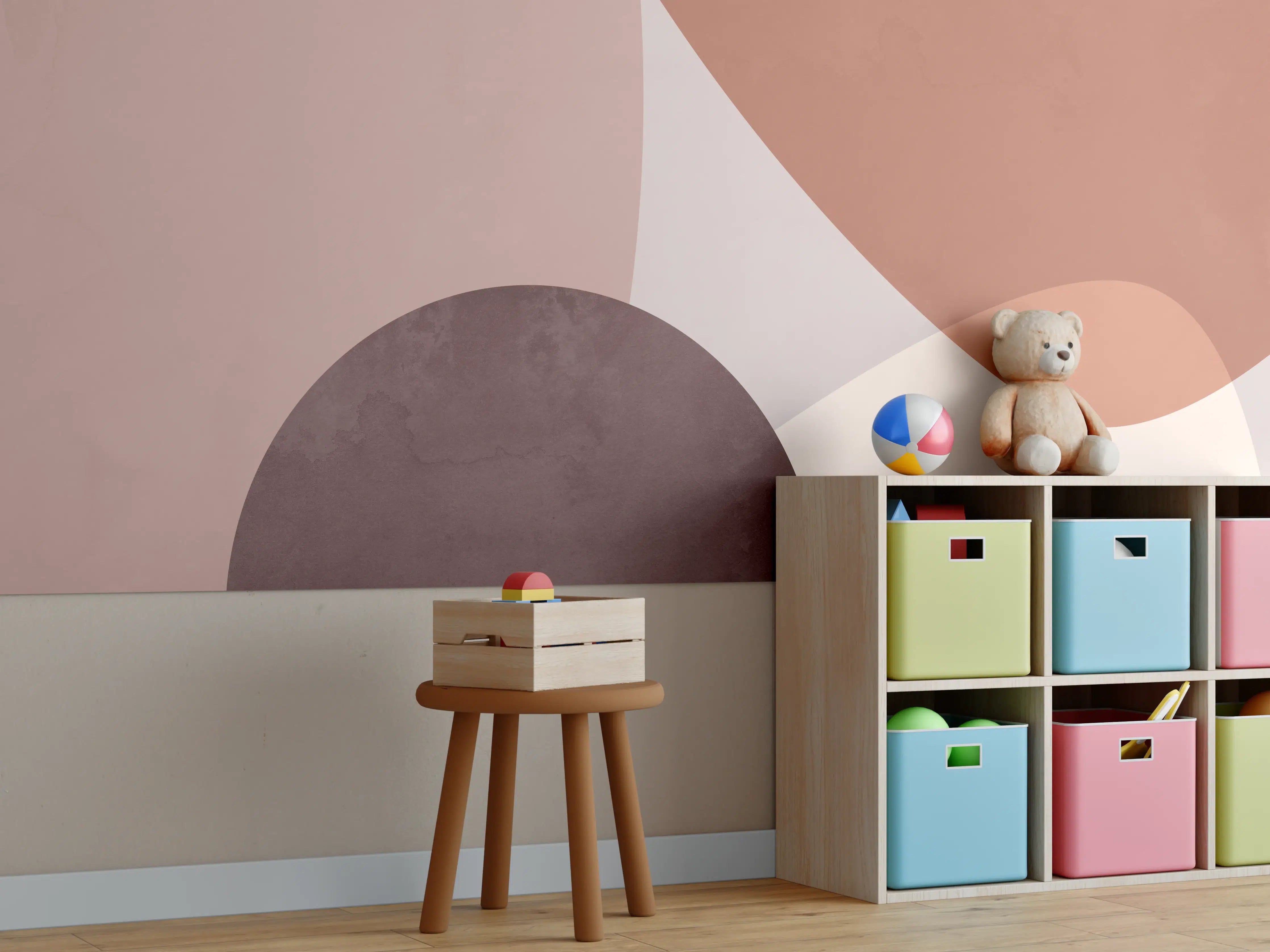 Kinderzimmer Wandgestaltung - "Moderne Grau-Weiß Geometrische Wanduhr - Minimalistisches Design"
