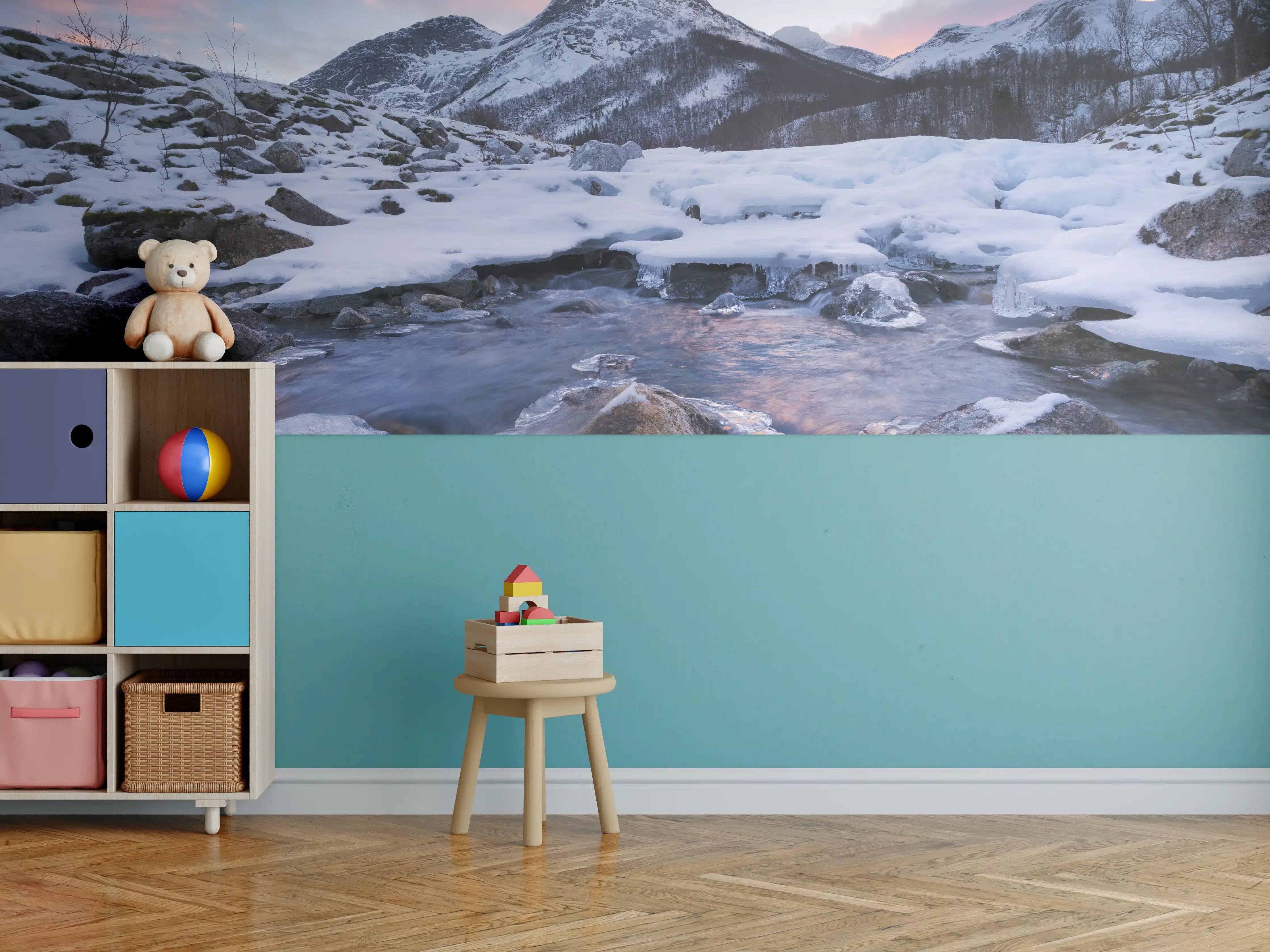 Kinderzimmer Wandgestaltung - "Moderne Grau-Weiße Marmorstruktur - Wandbild Kunstdruck"
