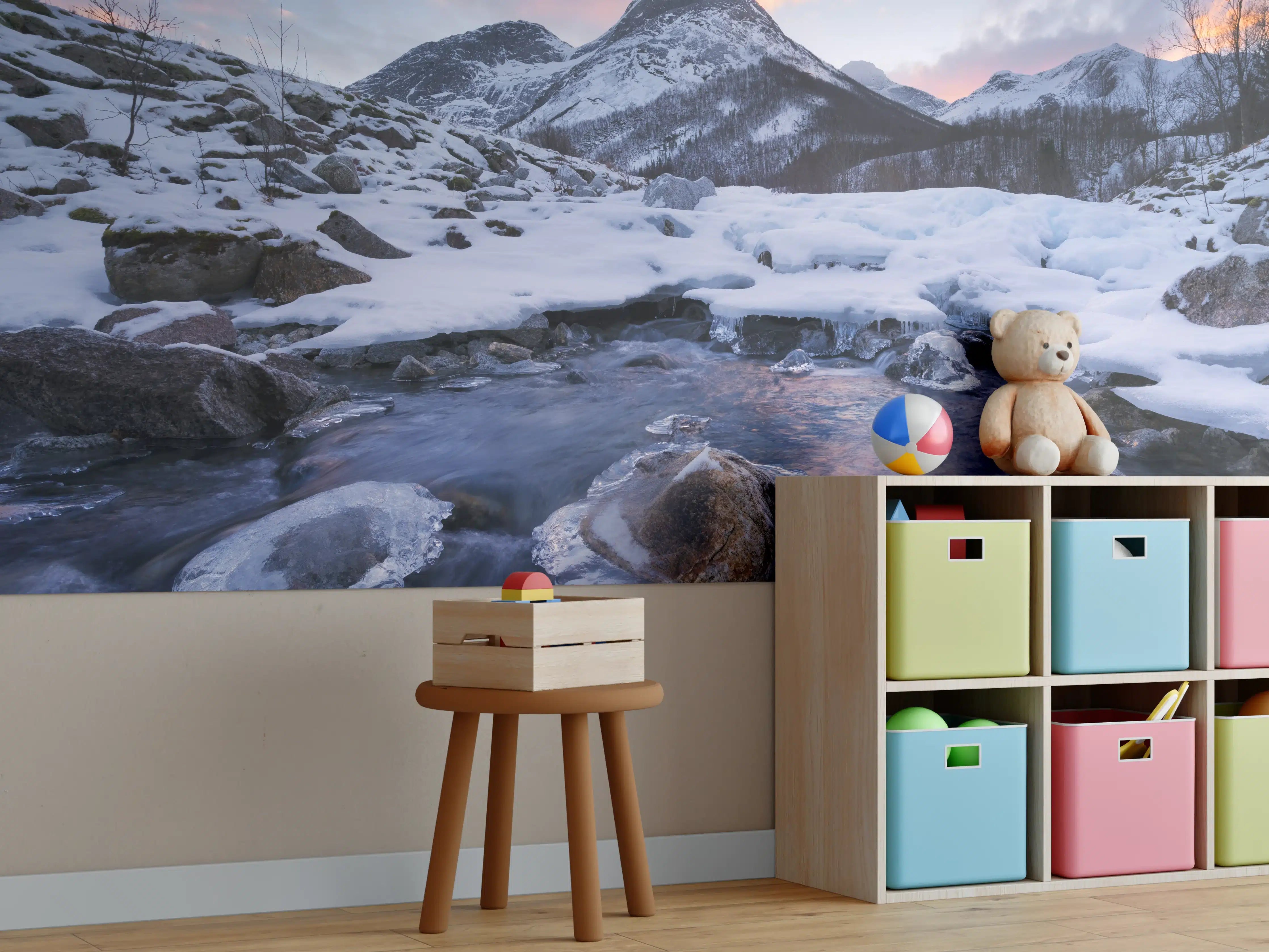 Kinderzimmer Wandgestaltung - "Moderne Grau-Weiße Marmorstruktur - Wandbild Kunstdruck"