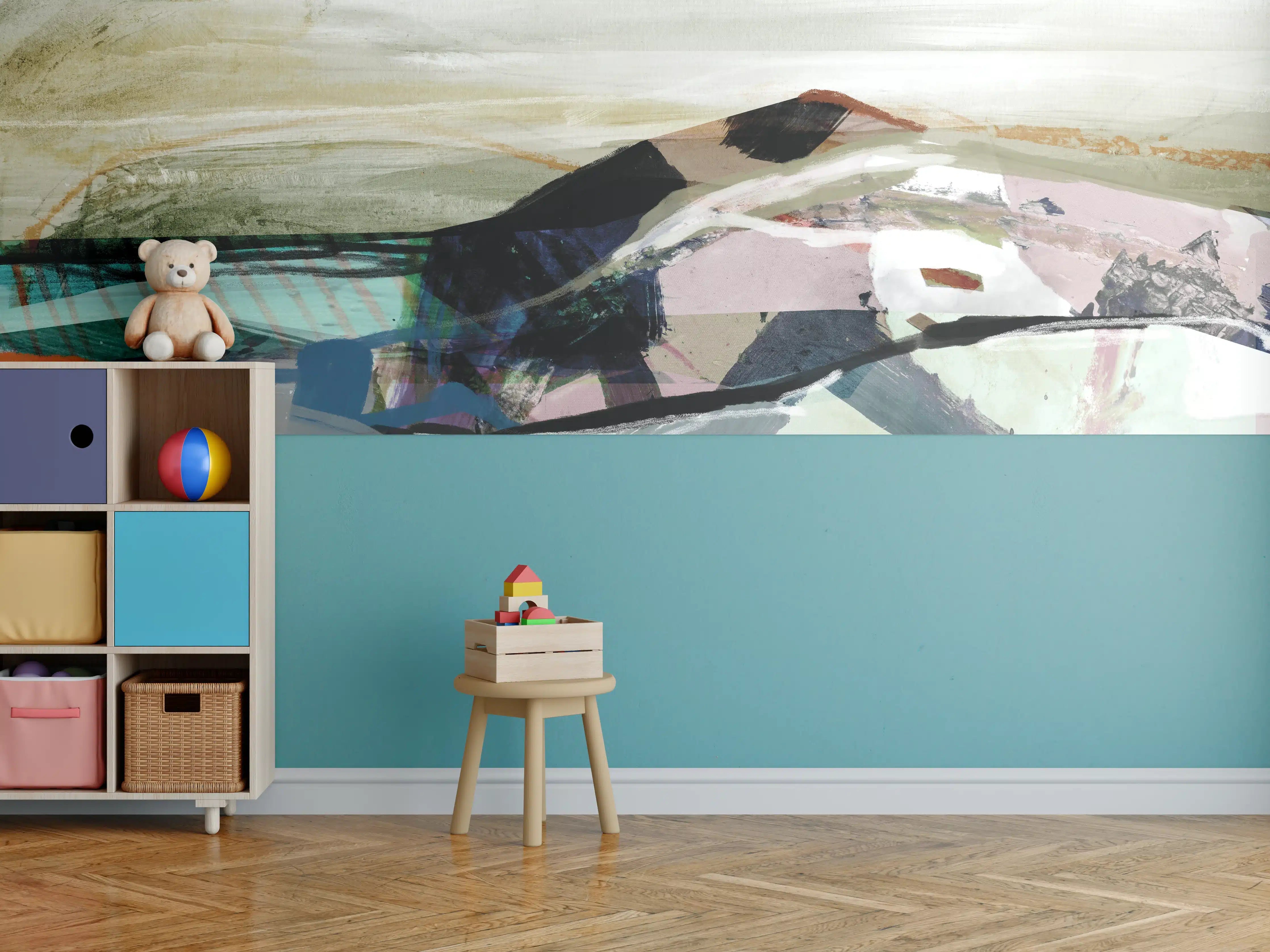 Kinderzimmer Wandgestaltung - "Moderne Weiß-Grau Tischlampe aus Keramik - Skandinavisches Design"