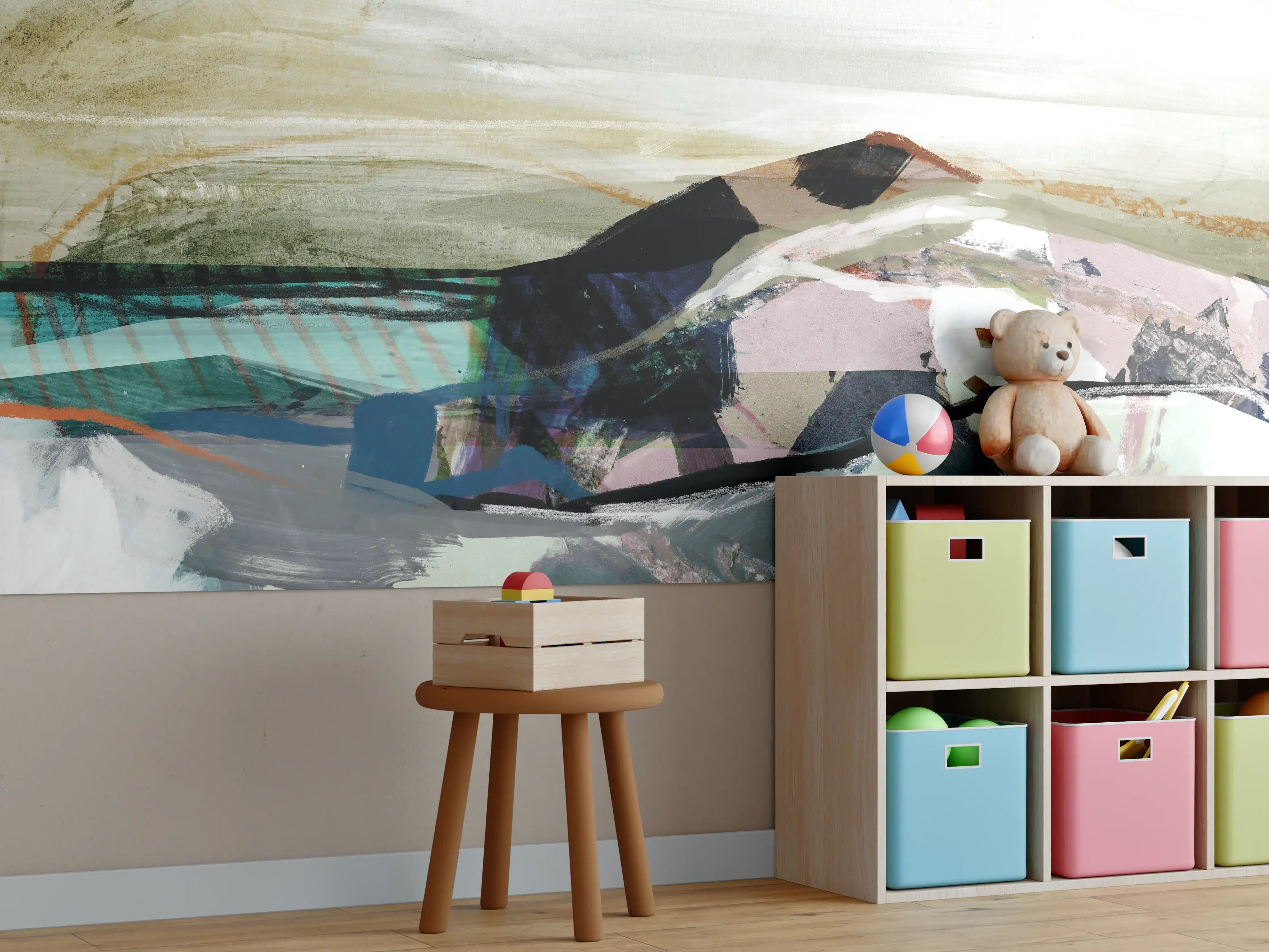 Kinderzimmer Wandgestaltung - "Moderne Weiß-Grau Tischlampe aus Keramik - Skandinavisches Design"