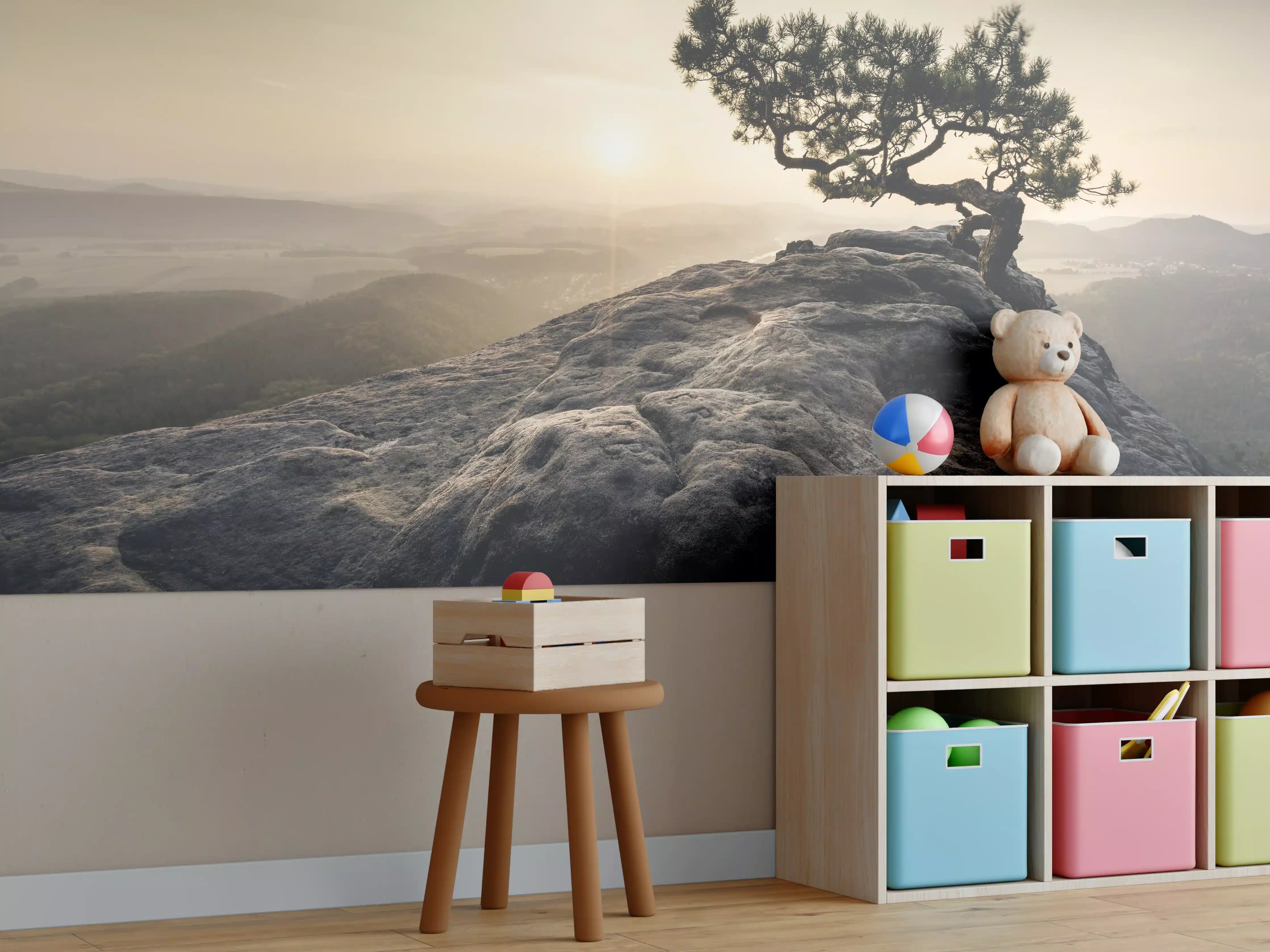 Kinderzimmer Wandgestaltung - alte Kiefer zum Sonnenaufgang - Sächsische Schweiz