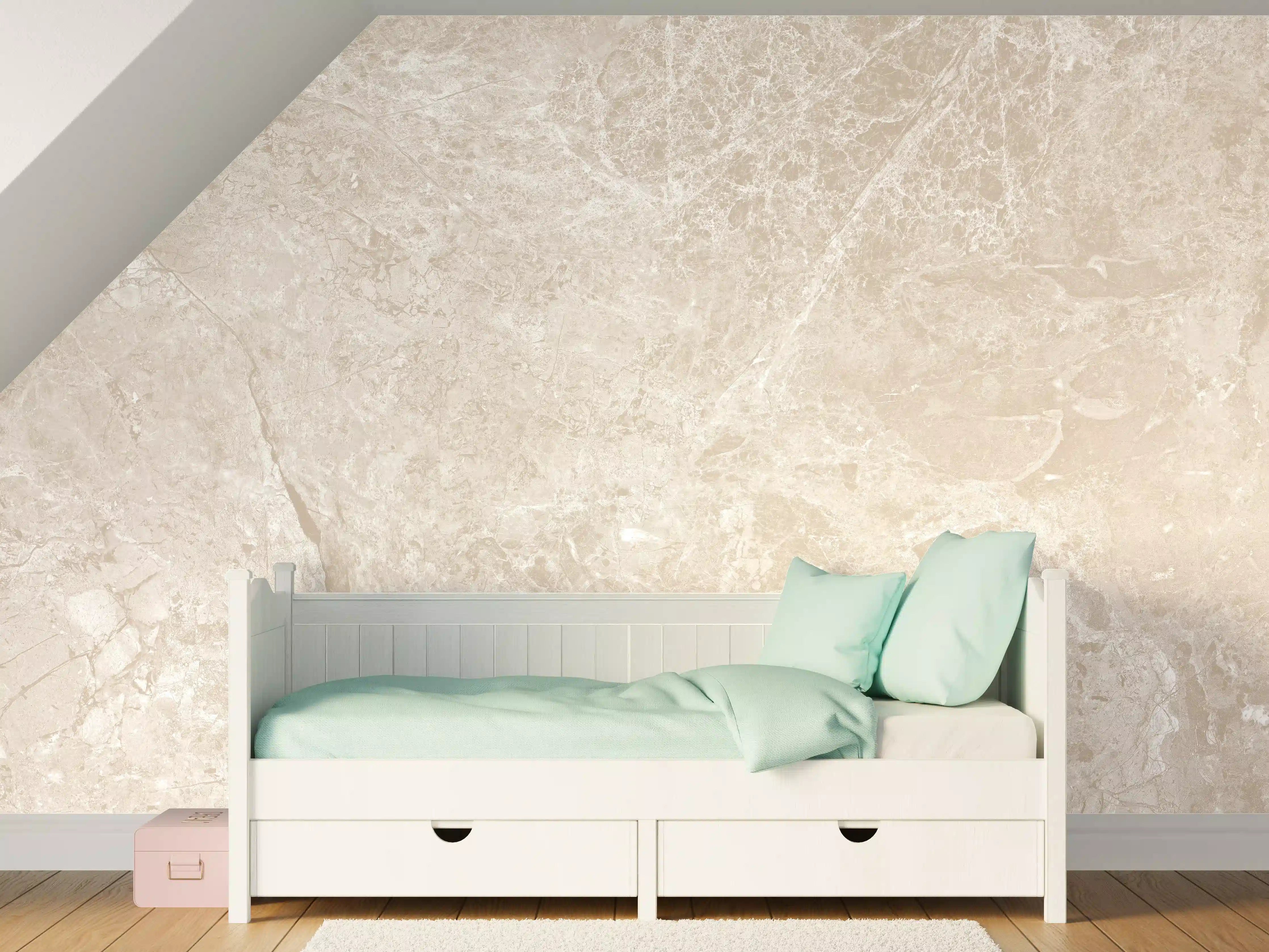 Kinderzimmer Wandgestaltung - beiger Naturmarmor