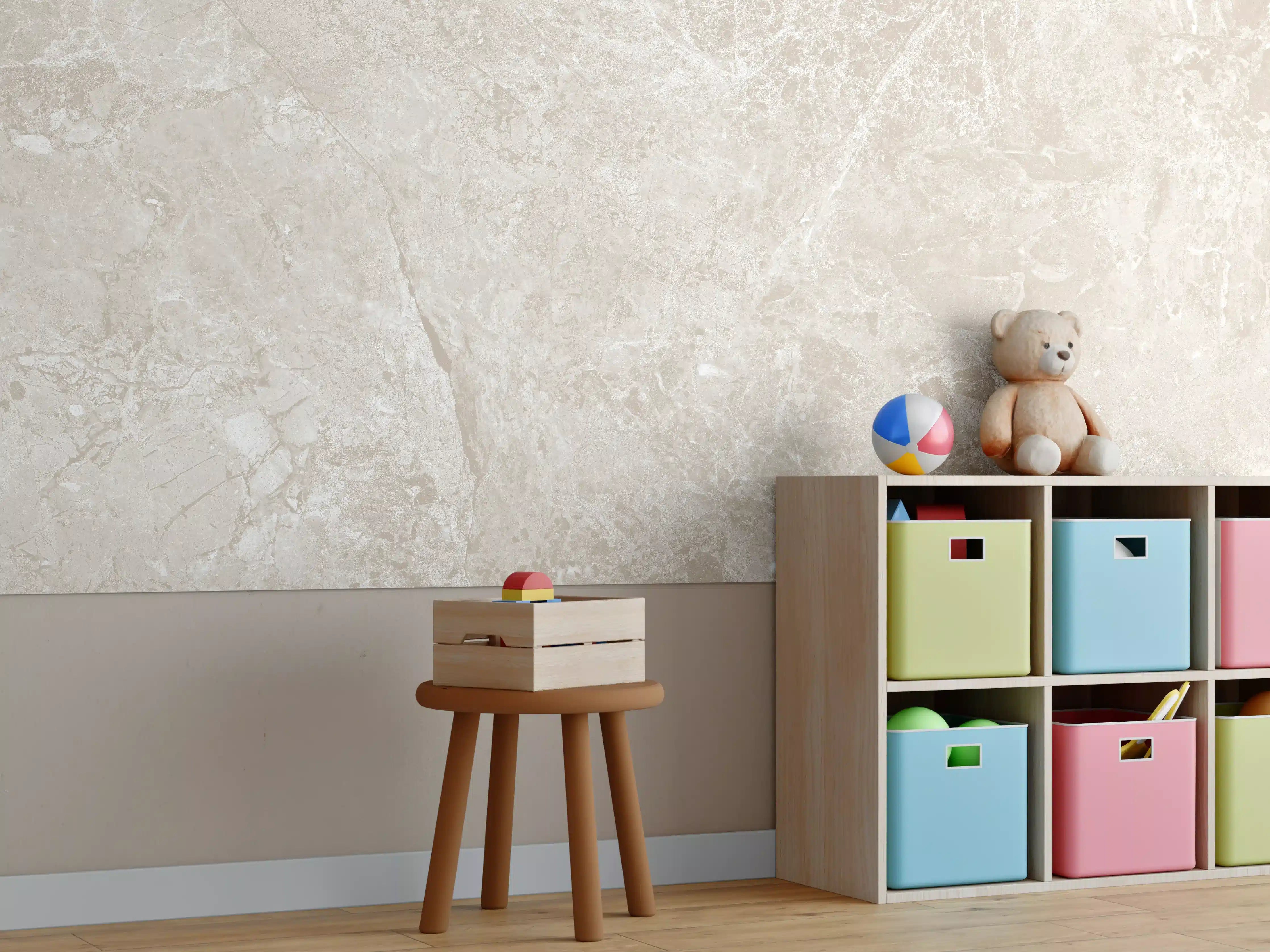 Kinderzimmer Wandgestaltung - beiger Naturmarmor