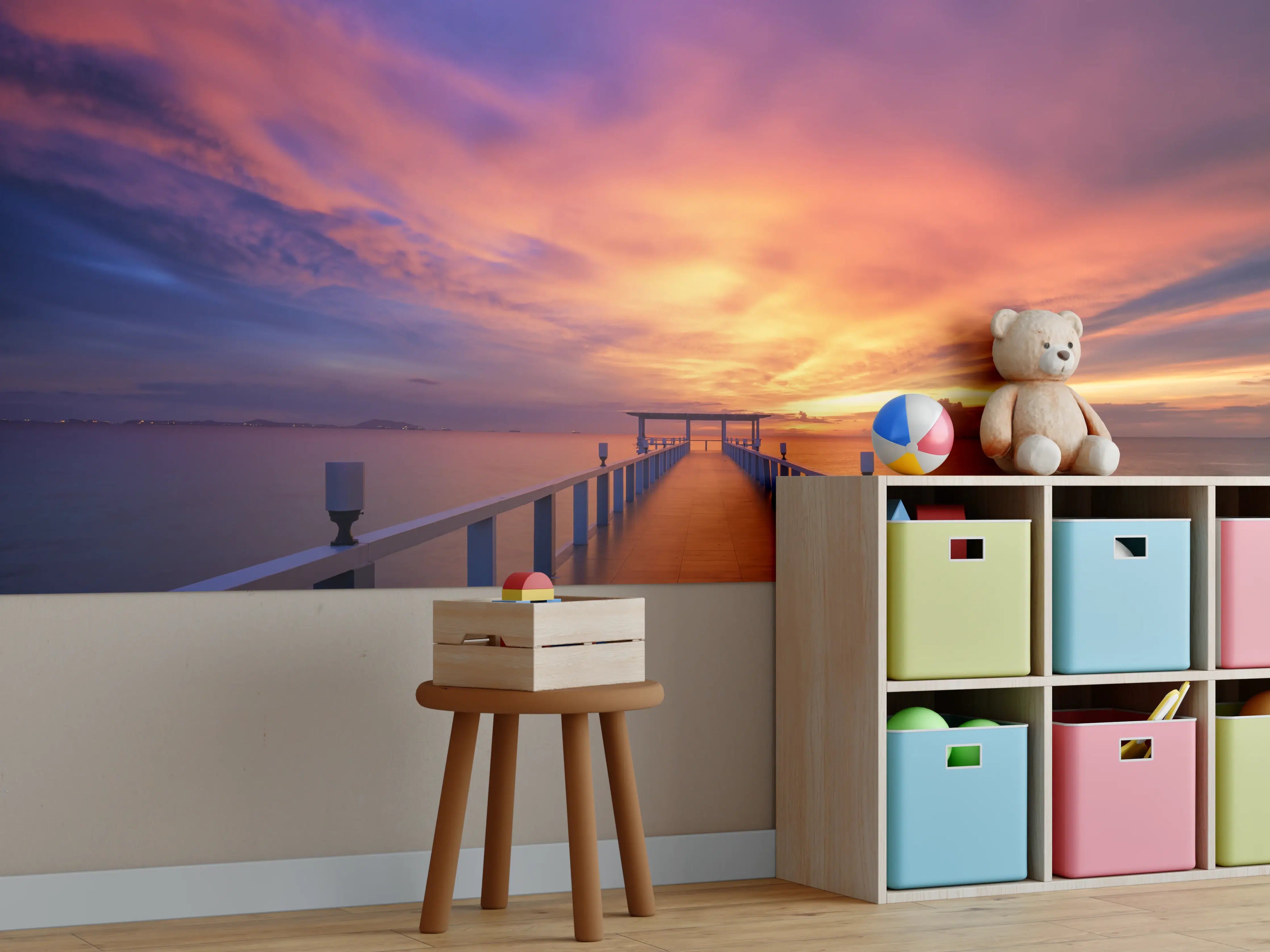 Kinderzimmer Wandgestaltung - bezaubernde Holzbrücke in Chon Buri