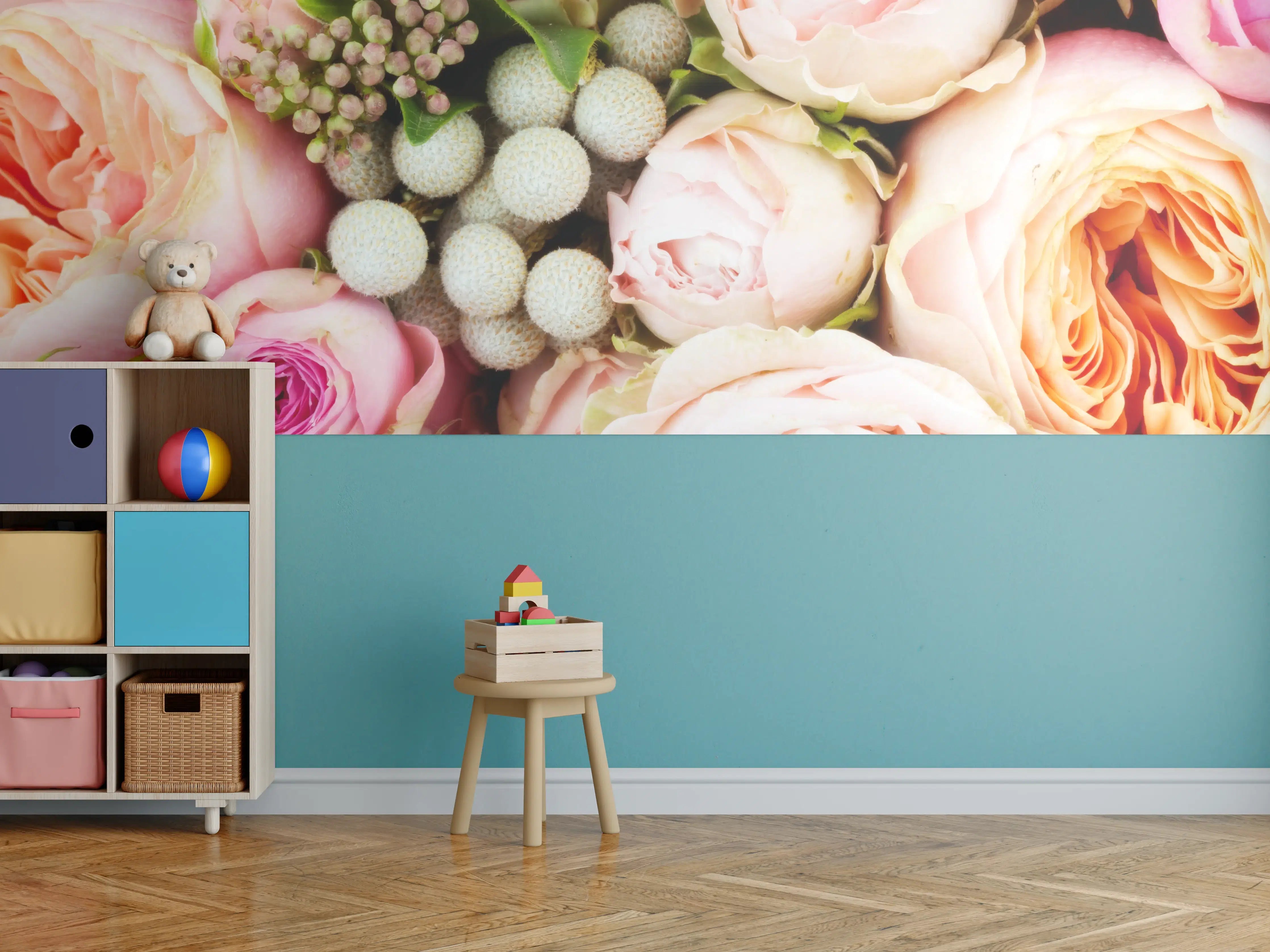 Kinderzimmer Wandgestaltung - bunter sommerlicher Blumenstrauß