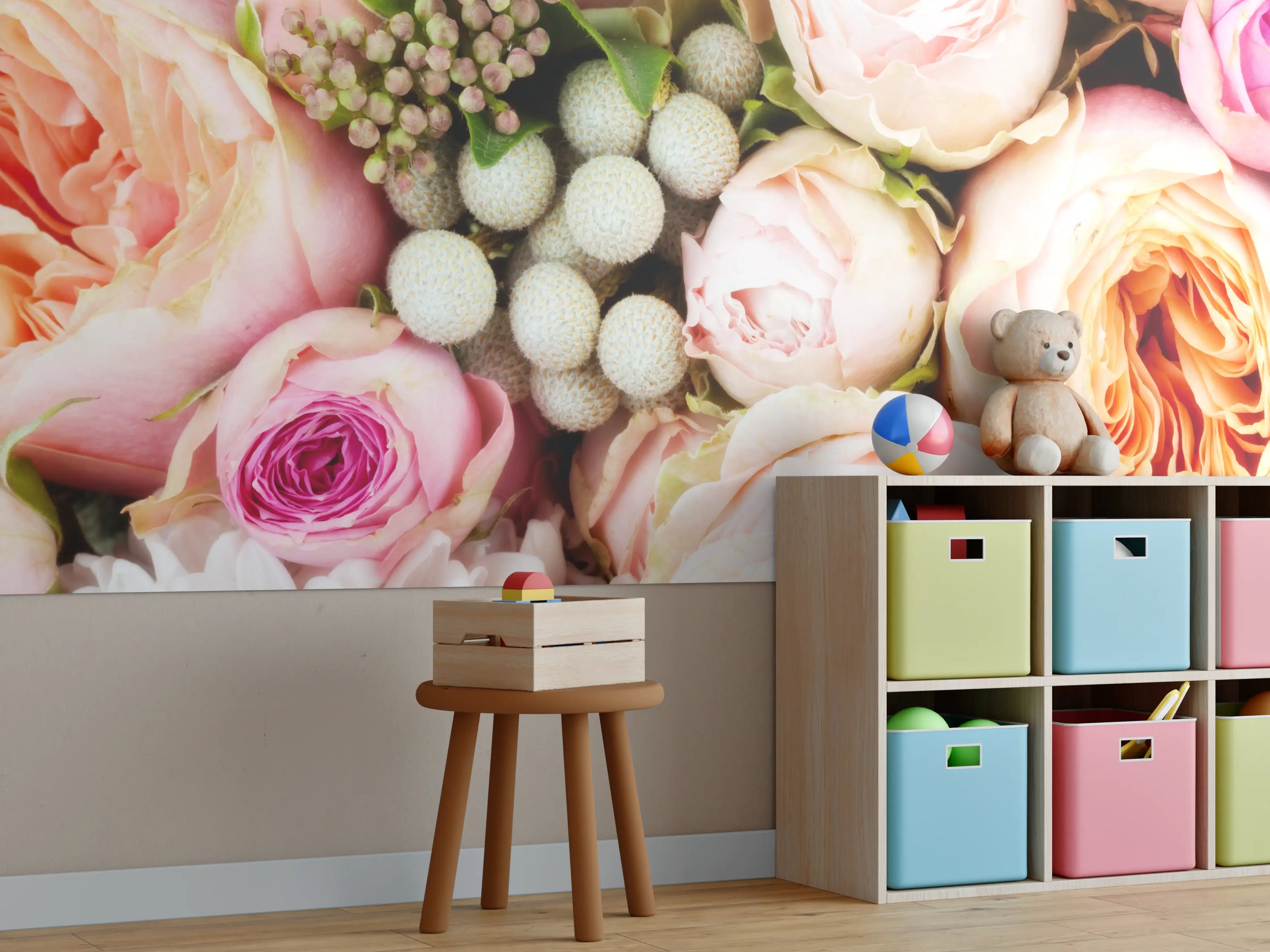 Kinderzimmer Wandgestaltung - bunter sommerlicher Blumenstrauß