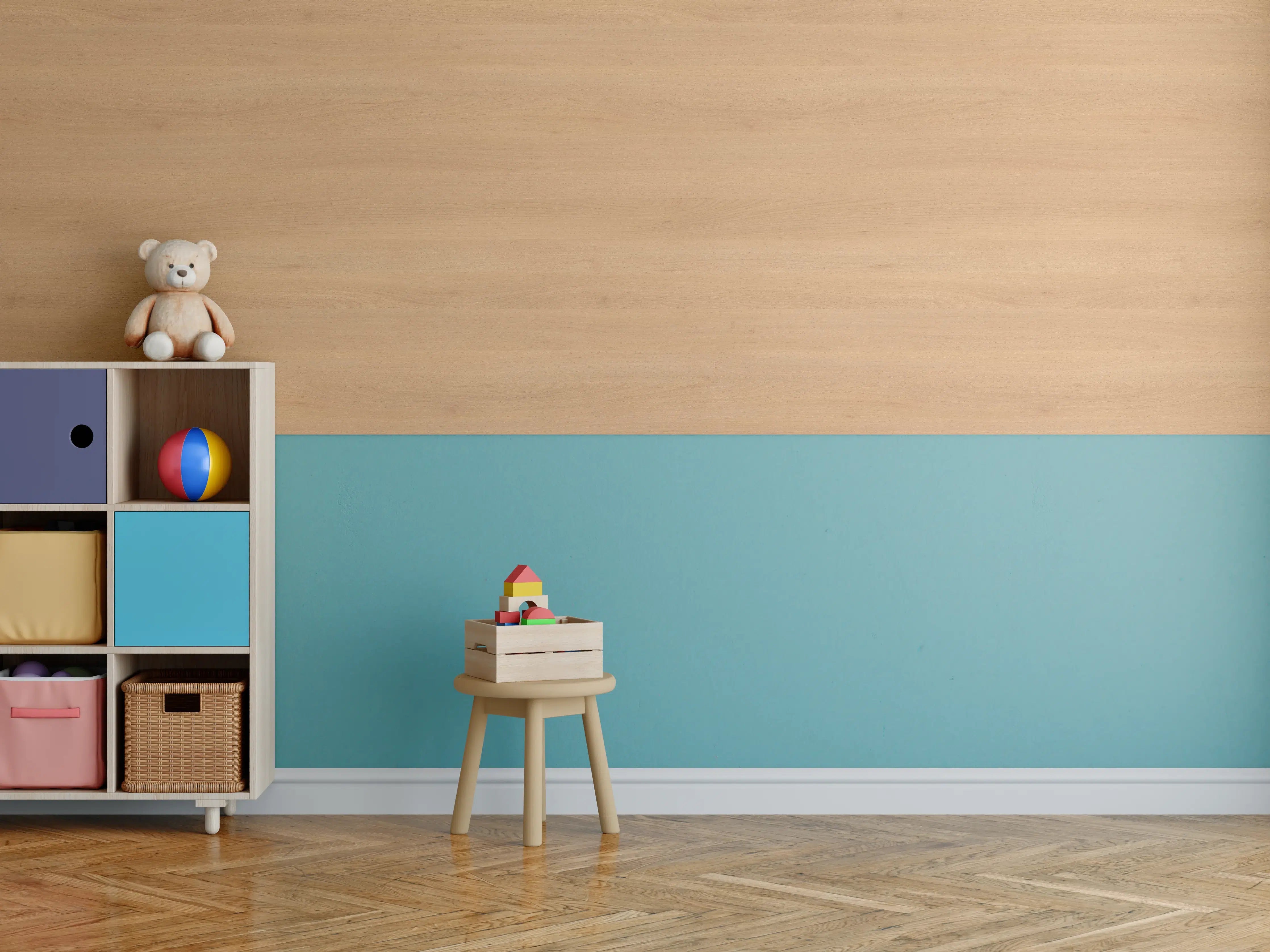 Kinderzimmer Wandgestaltung - harmonisches Natur Holz