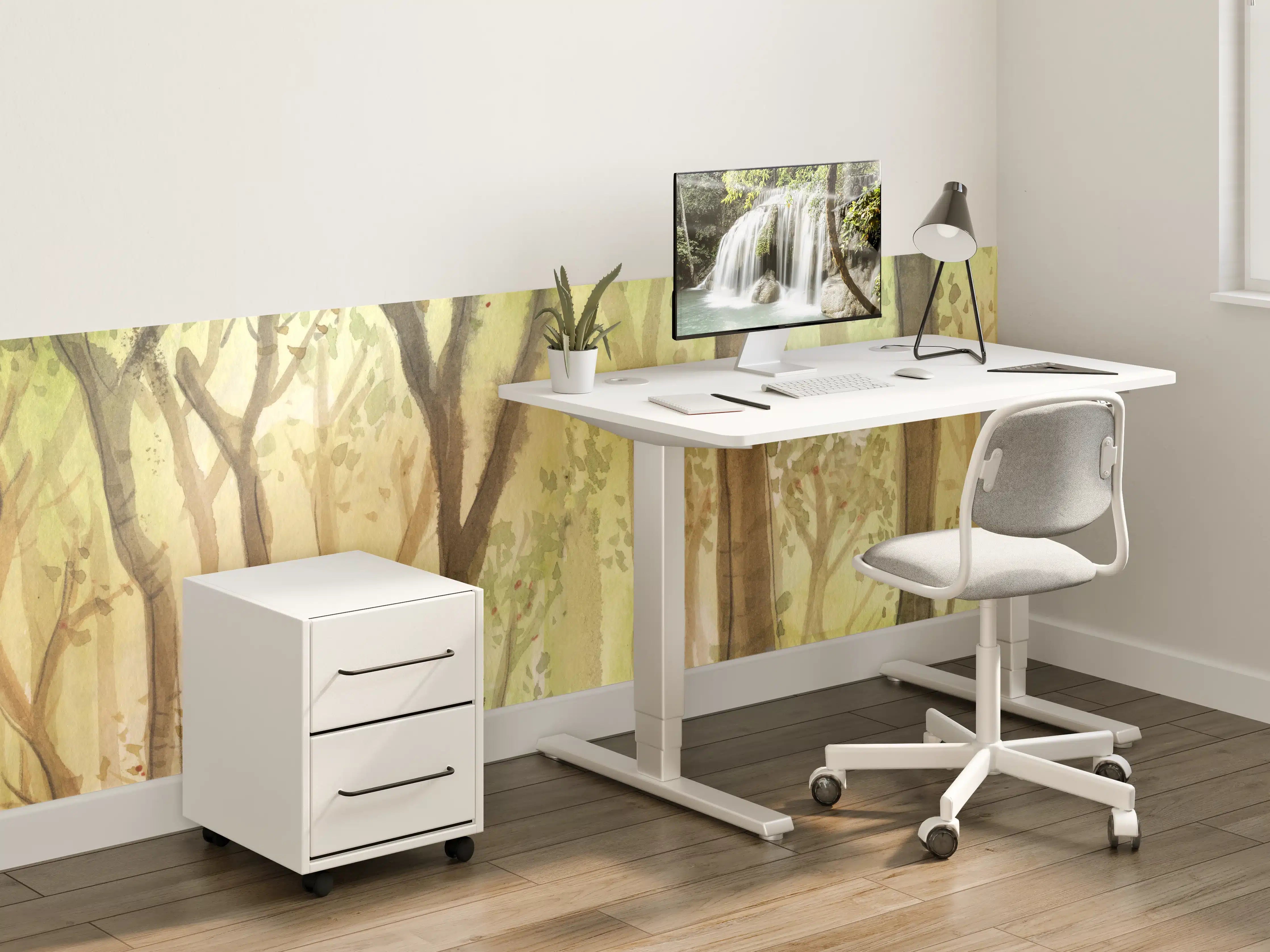 Kinderzimmer Wandgestaltung - heller Aquarell Wald