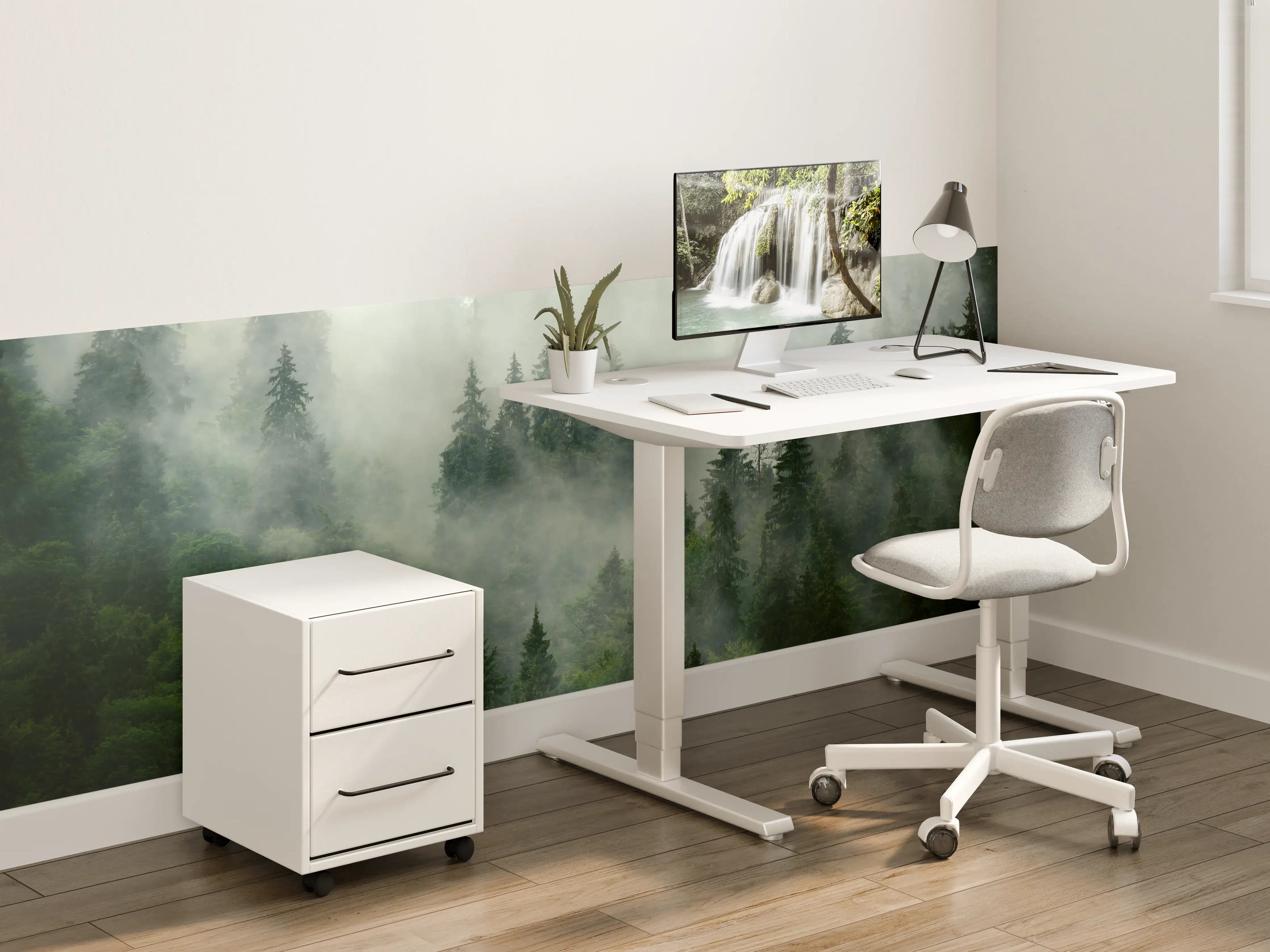 Kinderzimmer Wandgestaltung - neblige Waldlandschaft