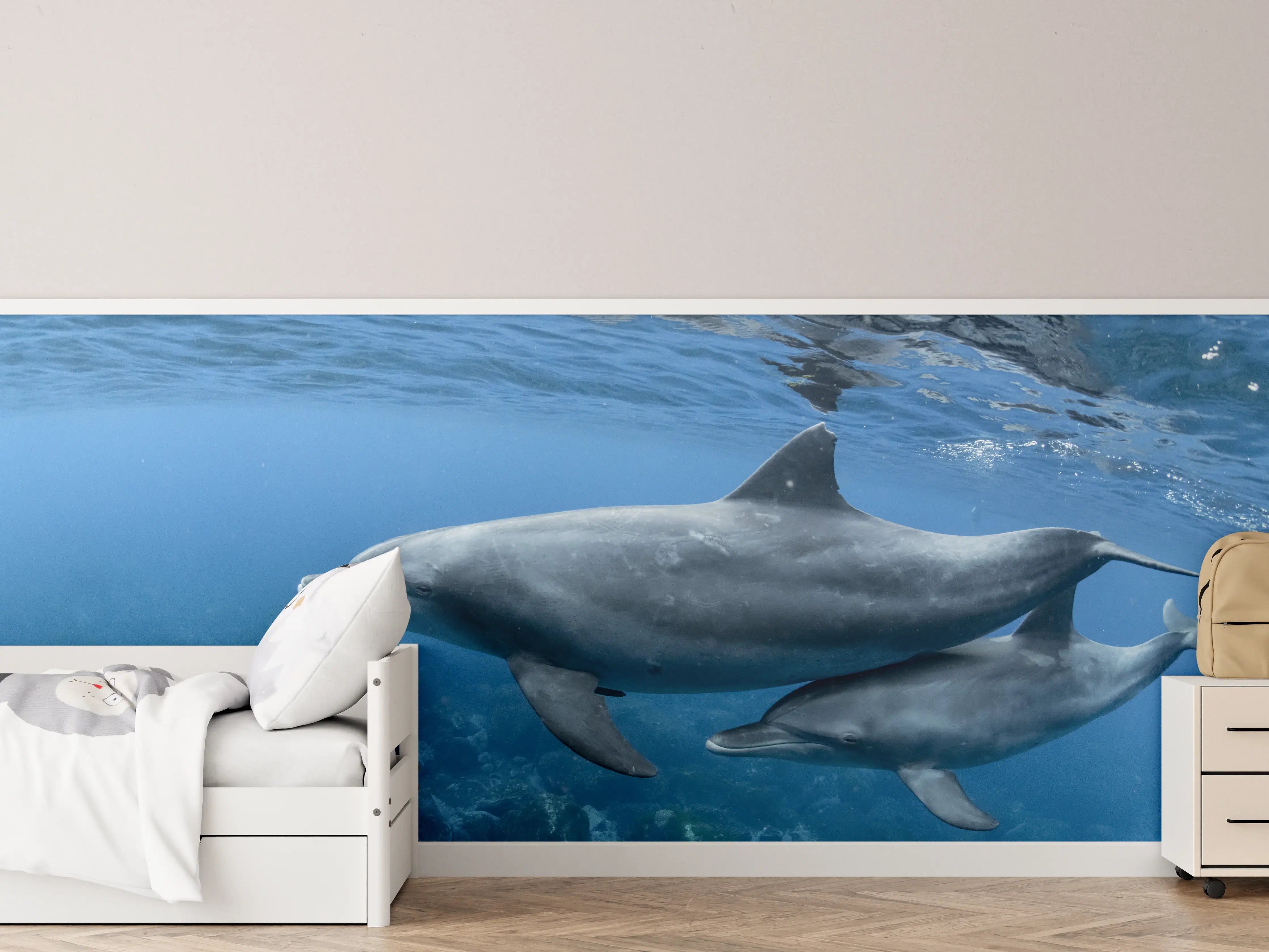 Kinderzimmer Wandgestaltung - niedliche Delfin-Familie