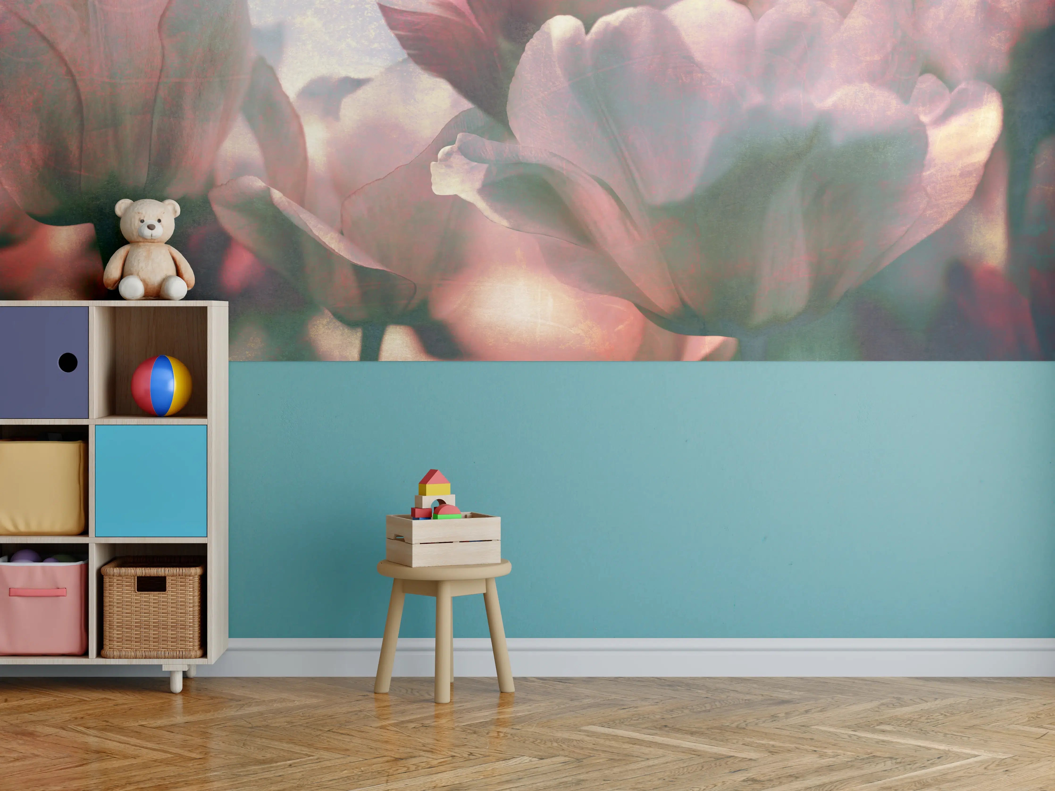 Kinderzimmer Wandgestaltung - nostalgische Tulpen