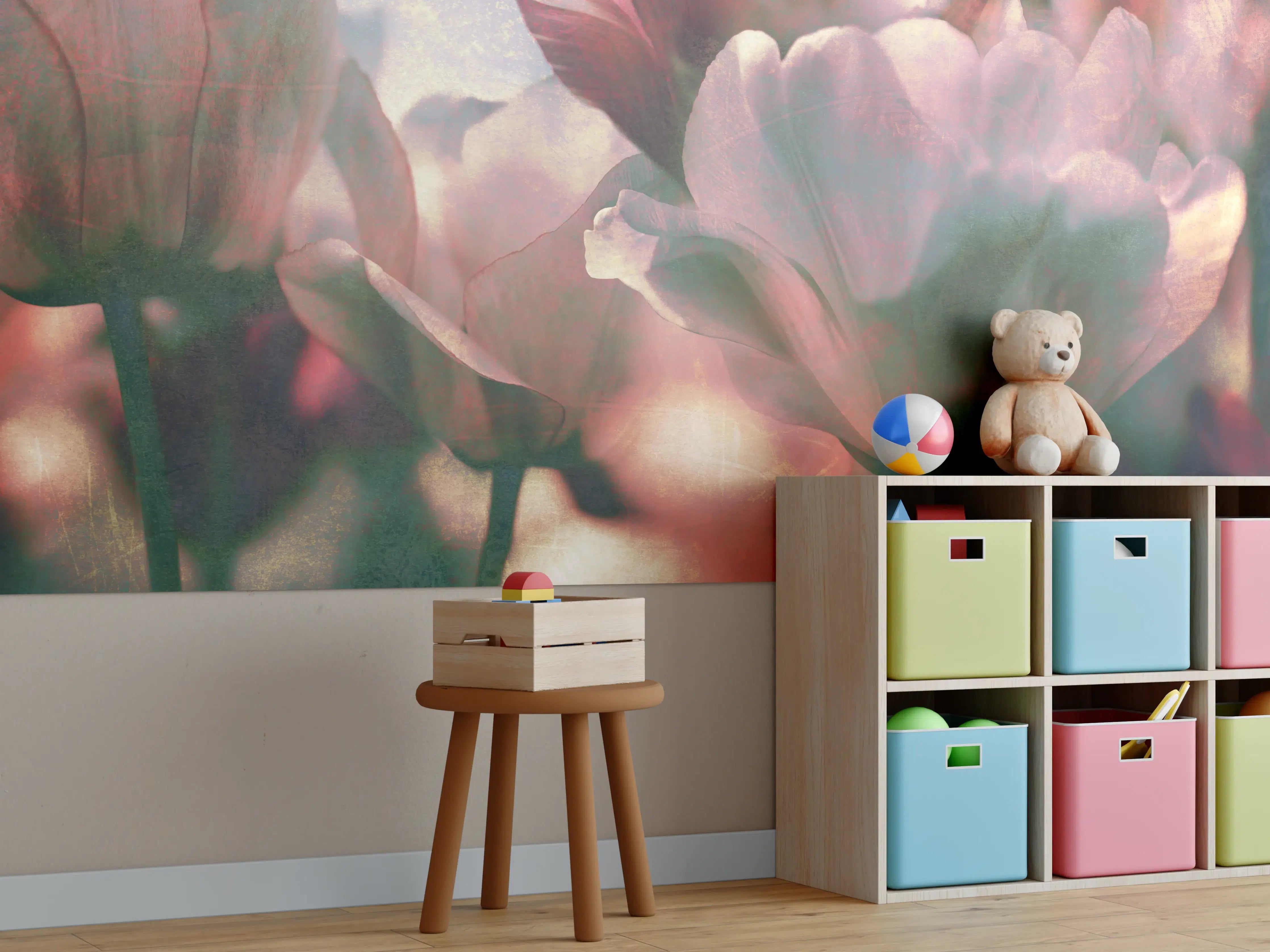 Kinderzimmer Wandgestaltung - nostalgische Tulpen