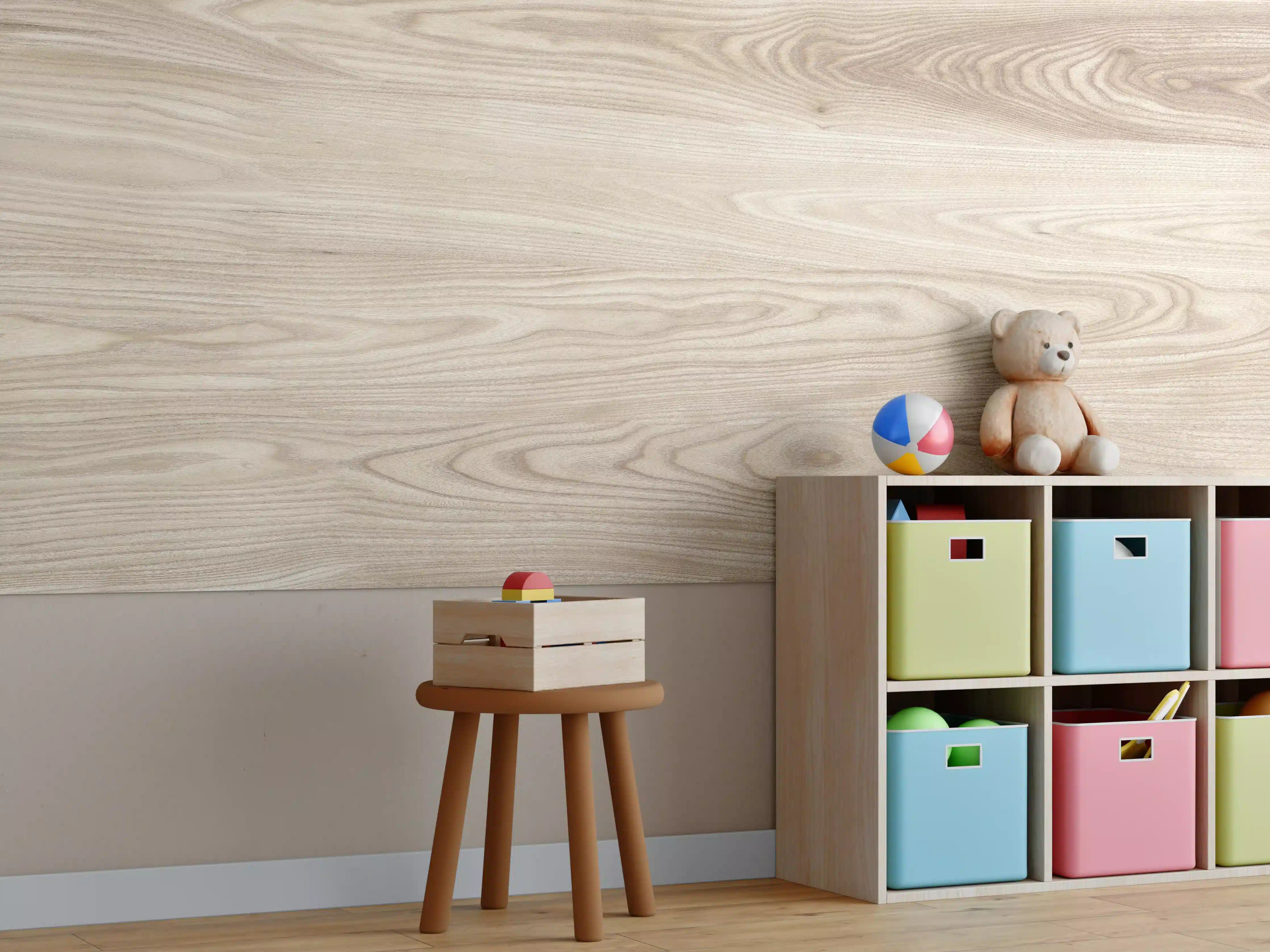 Kinderzimmer Wandgestaltung - schlichtes Holzmuster
