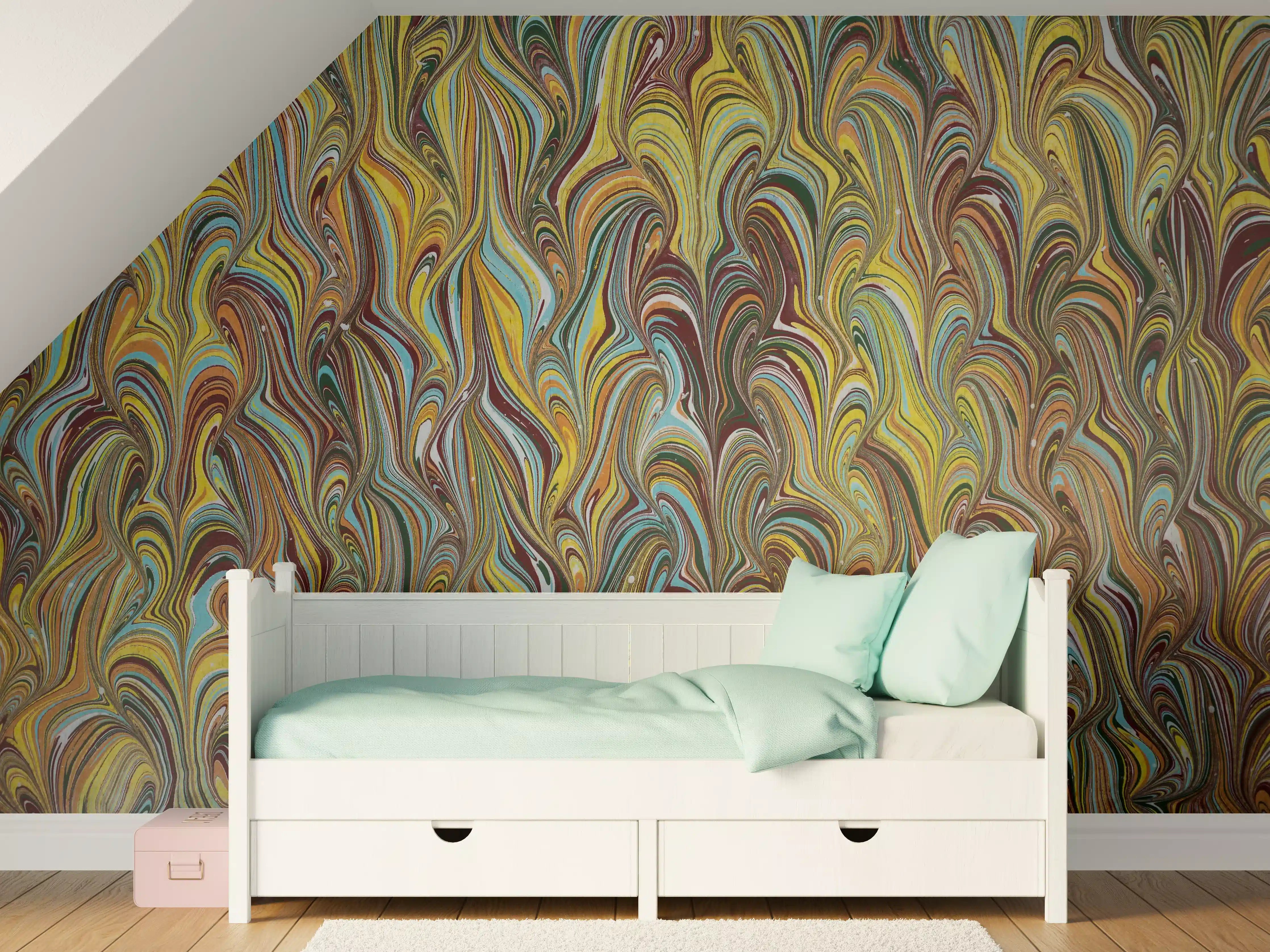 Kinderzimmer Wandgestaltung - traditionelles türkisches Ebru - Papier