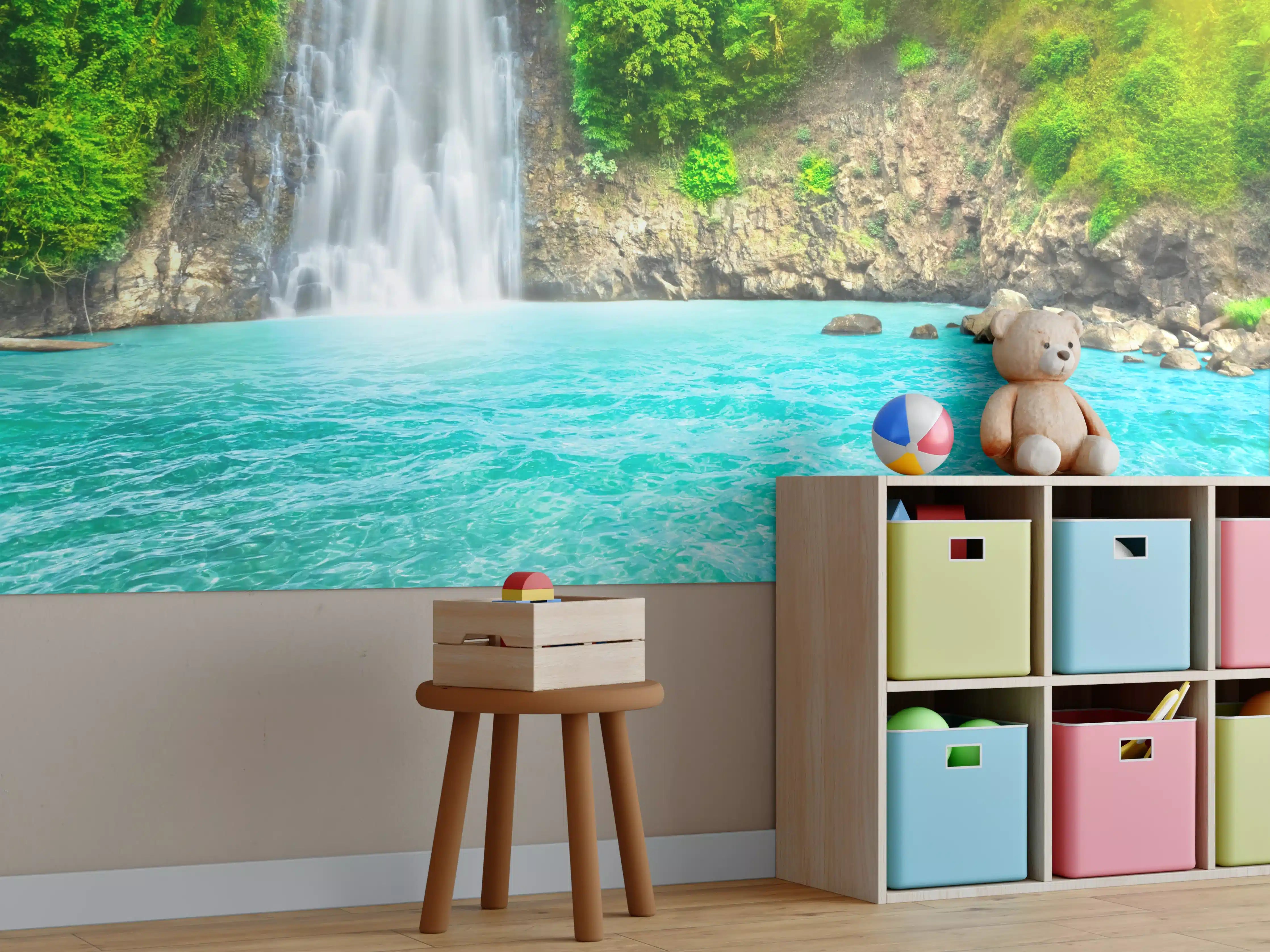 Kinderzimmer Wandgestaltung - tropischer Wasserfall